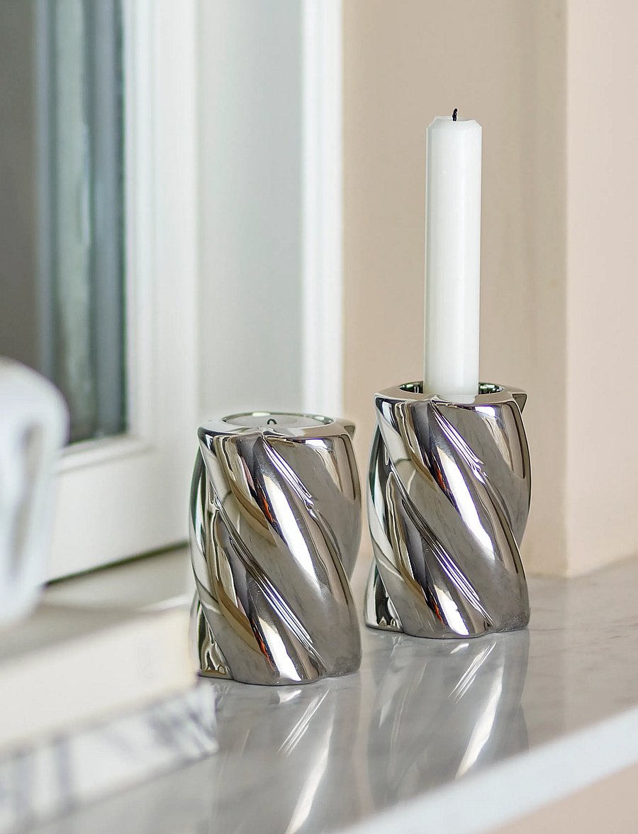 Bloomingville - Silvia Candle Holder - die niedrigsten preise - silver - 1
