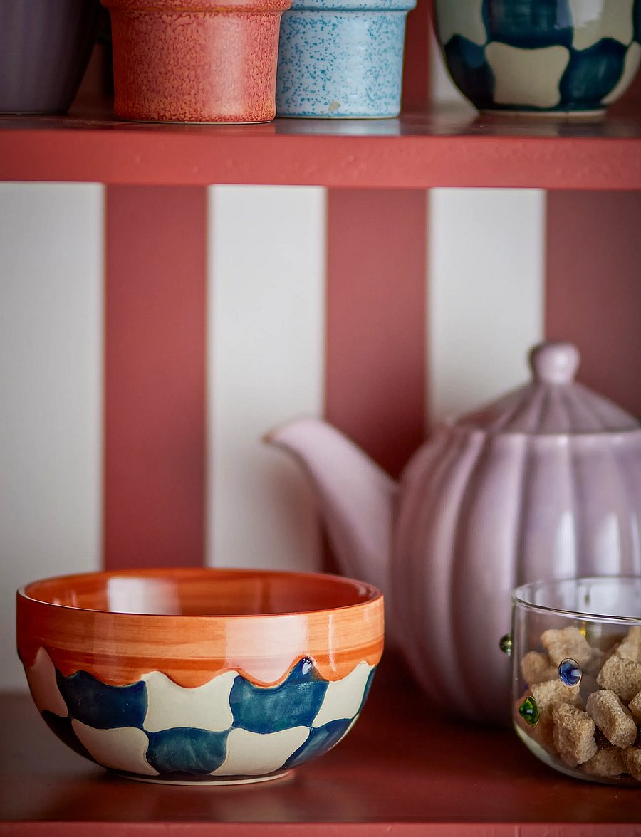 Bloomingville - Check Bowl - hommikusöögikausid - blue - 2