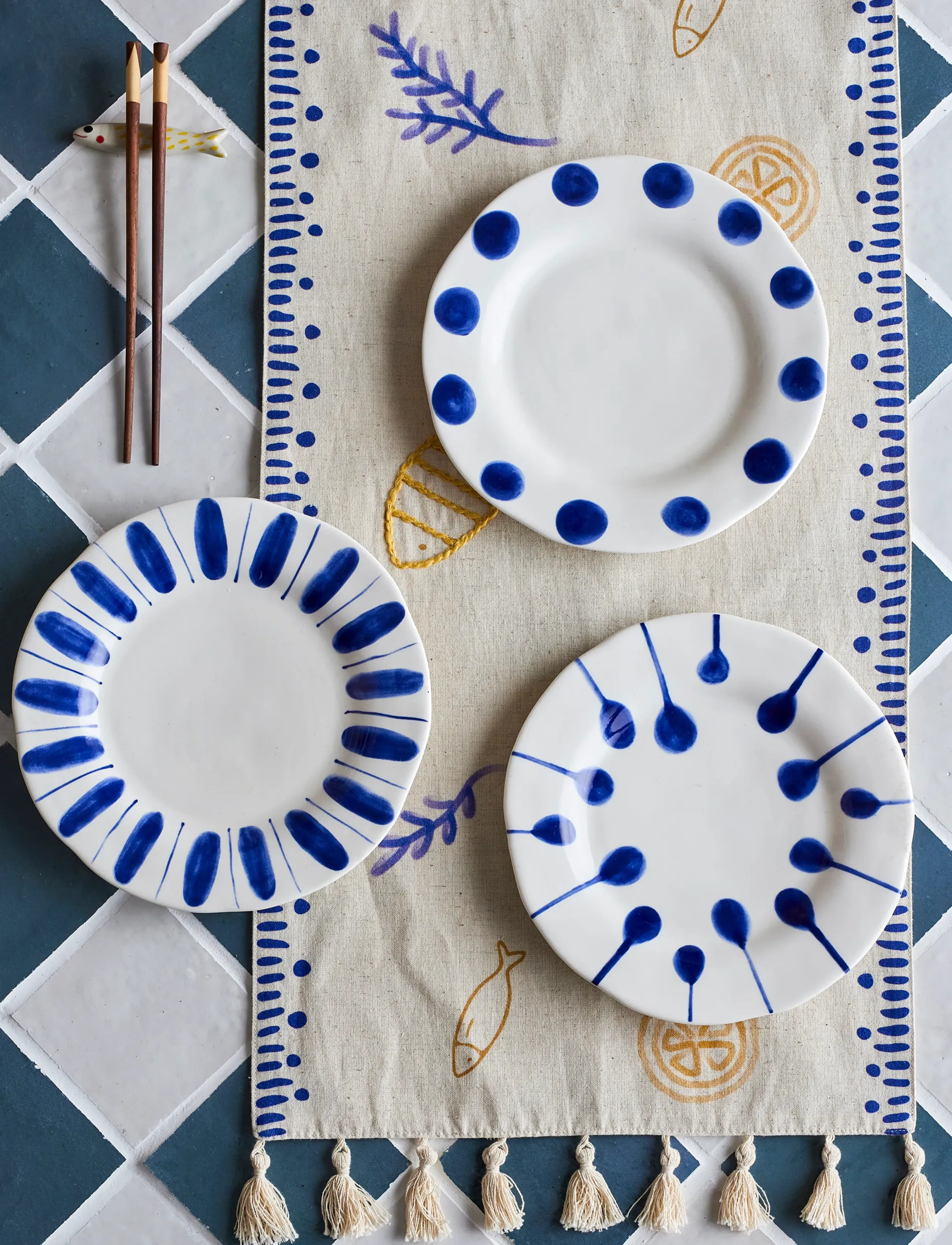Bloomingville Linora Plate, Ø 22 cm, Plates, Blau - Small Homeware