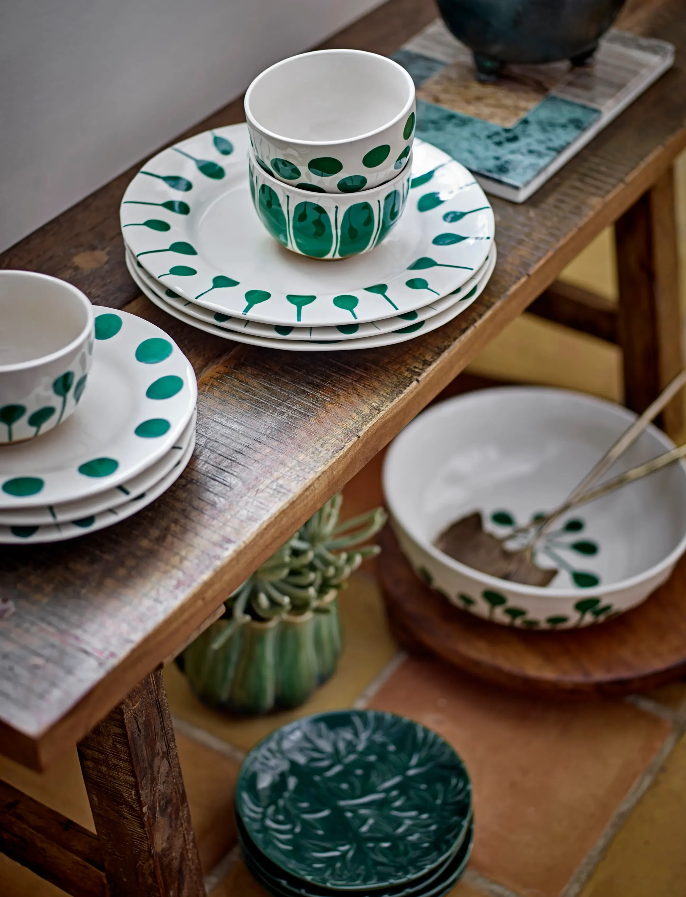 Bloomingville Linora Plate, Ø 22 cm, Plates, Grün - Dinner Homeware