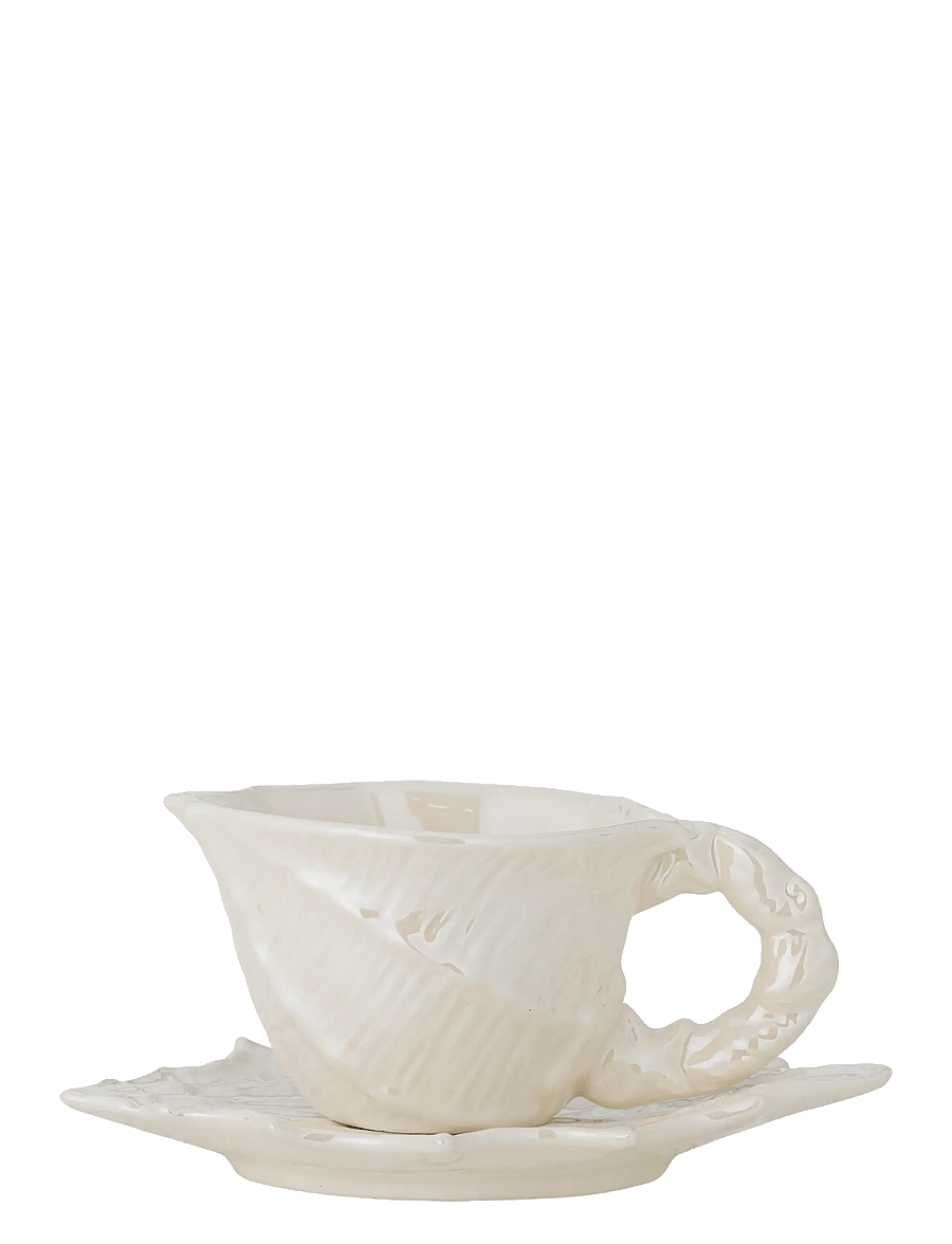 Bloomingville - Shellie Cup w/Saucer - white - 1