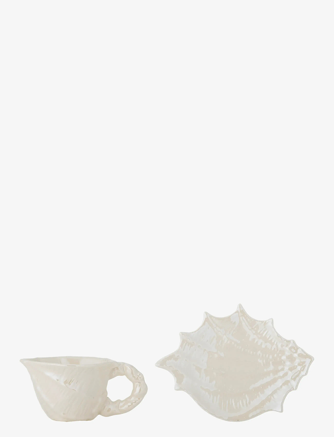 Bloomingville - Shellie Cup w/Saucer - white - 2