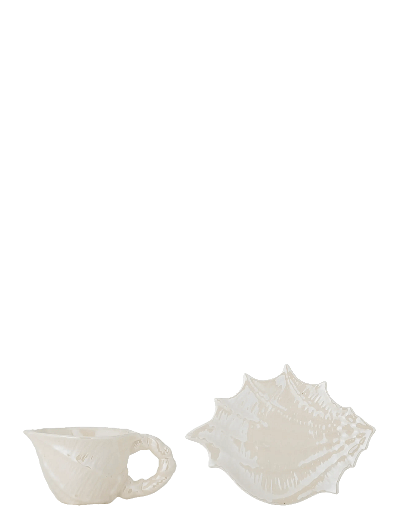 Bloomingville - Shellie Cup w/Saucer - tekoppar - white - 2