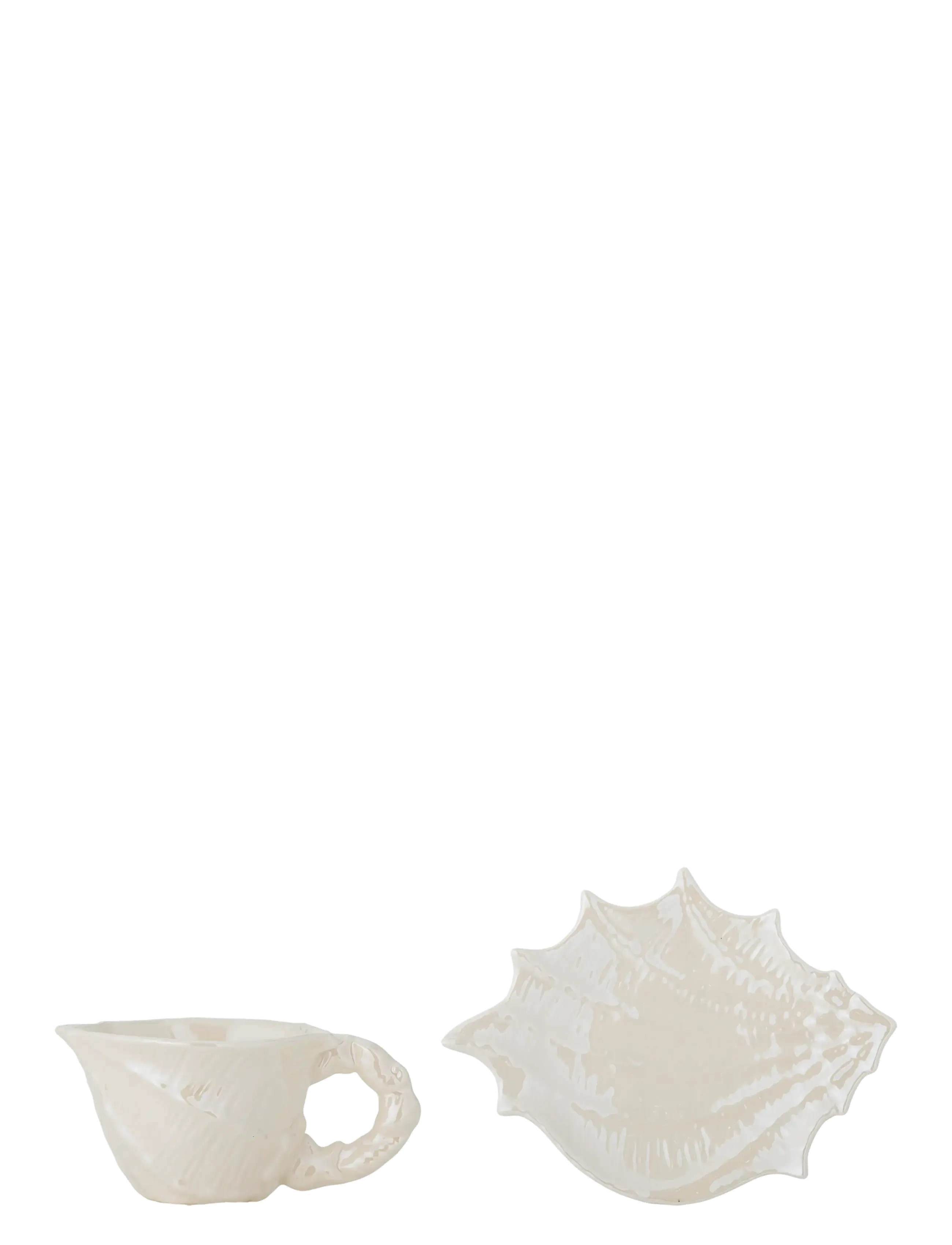 Bloomingville - Shellie Cup w/Saucer - white - 2
