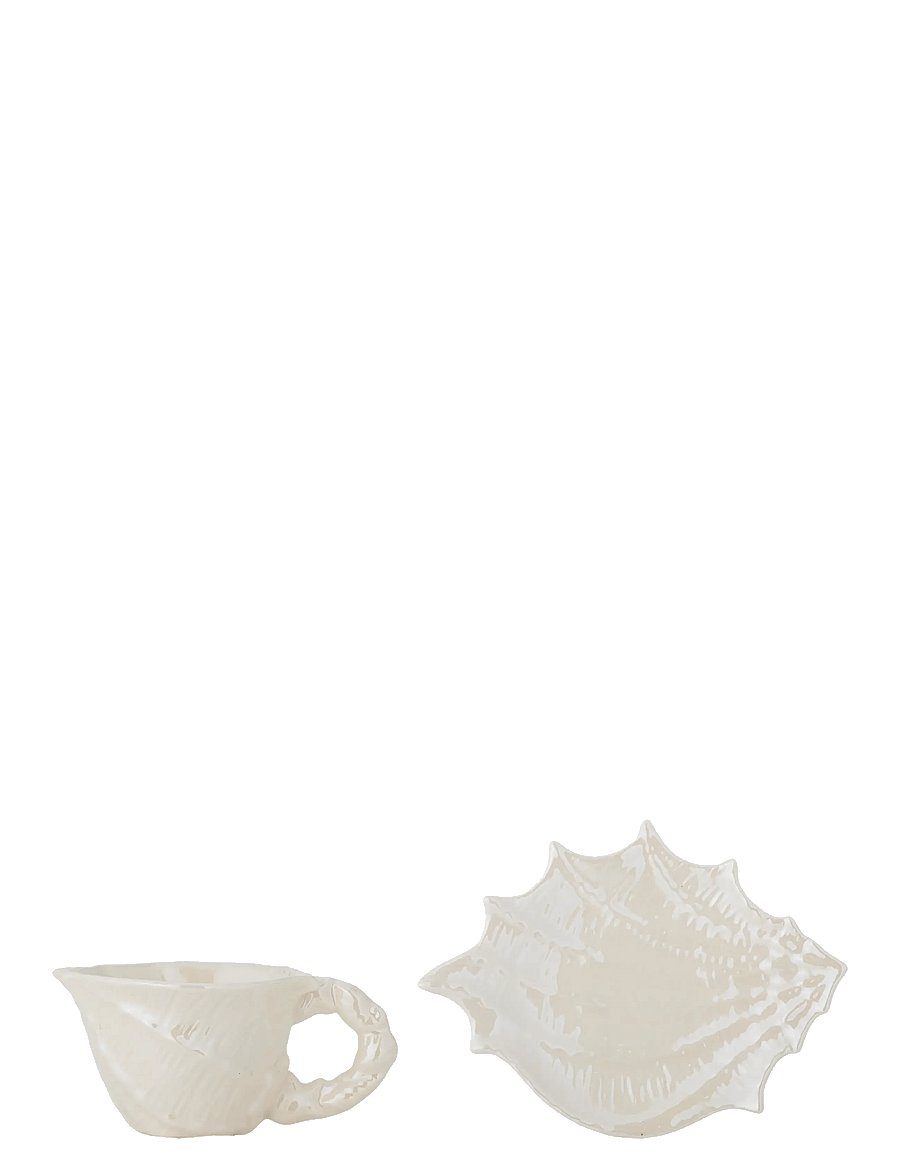 Bloomingville - Shellie Cup w/Saucer - white - 2