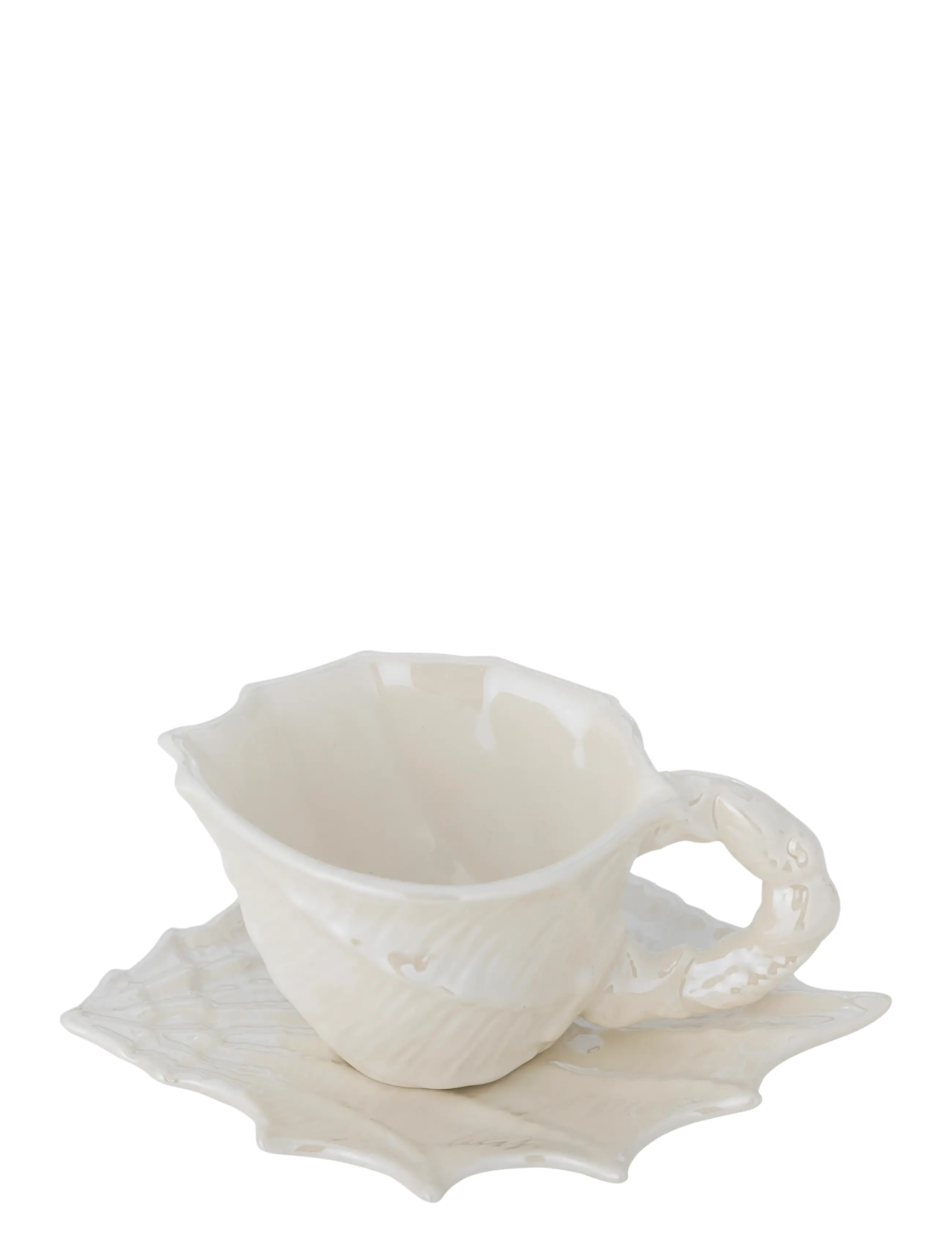 Bloomingville - Shellie Cup w/Saucer - white - 3