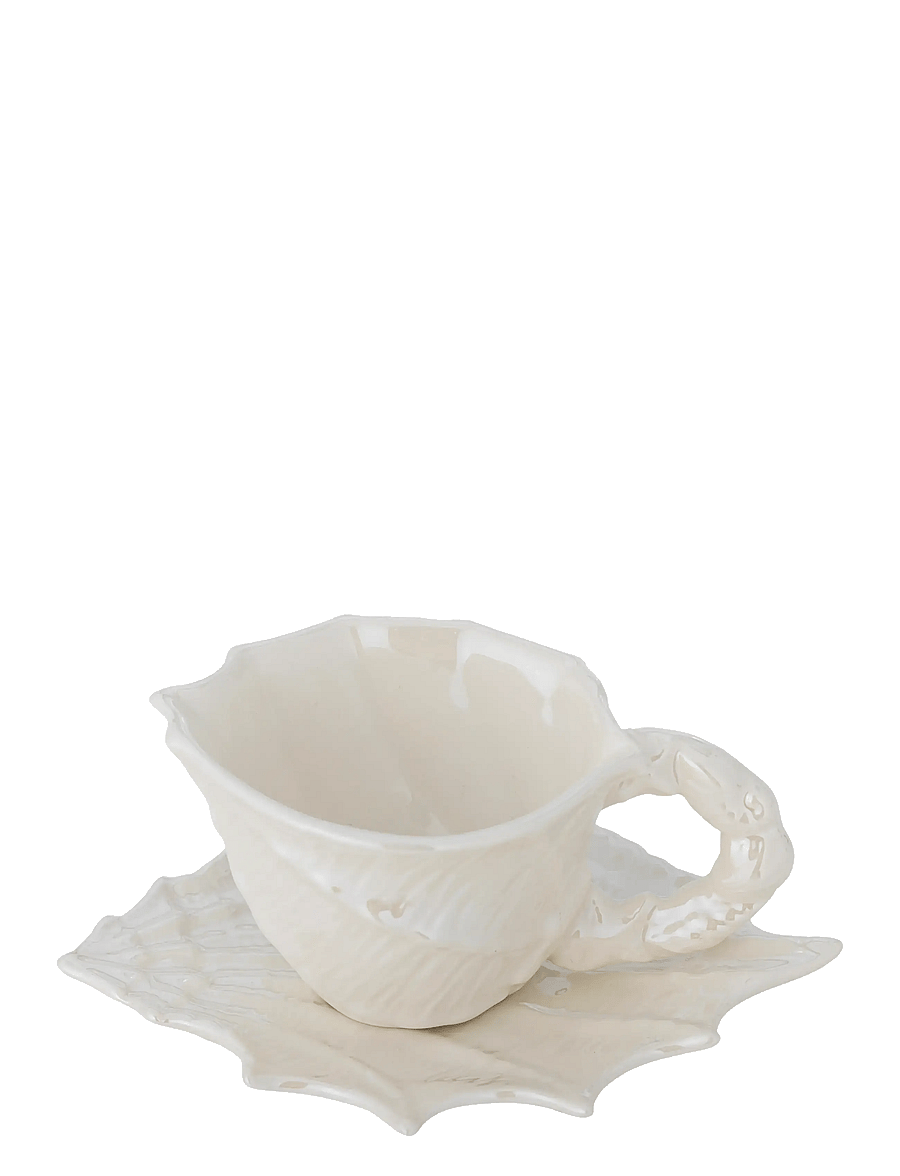 Bloomingville - Shellie Cup w/Saucer - white - 3