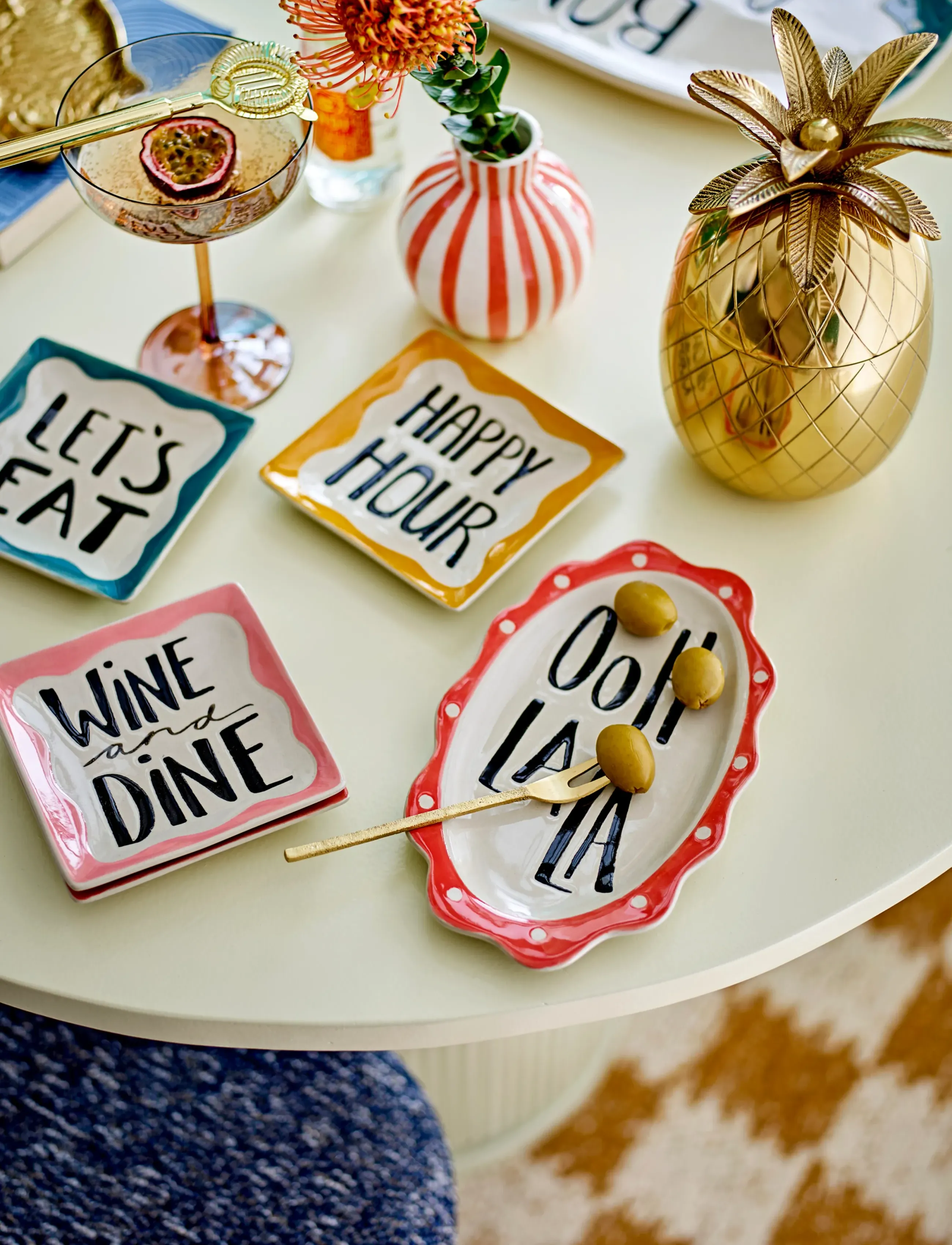 Bloomingville Soline Plate, 13X2X13 cm, Plates, Mehrfarbig/gemustert - Small Homeware