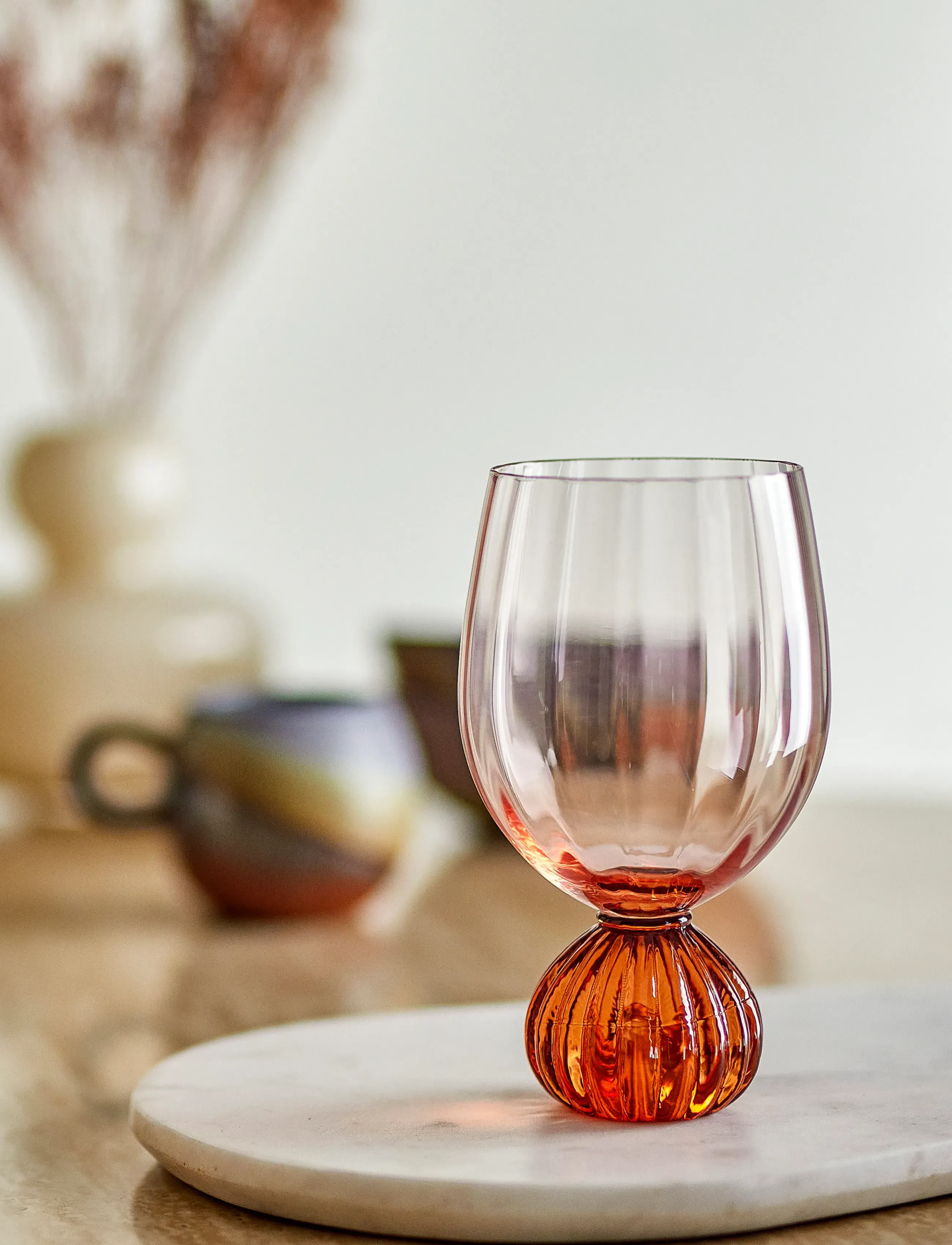 Bloomingville Taurin Wine Glass, 430 ml, Rosa - Red Glasses, Homeware