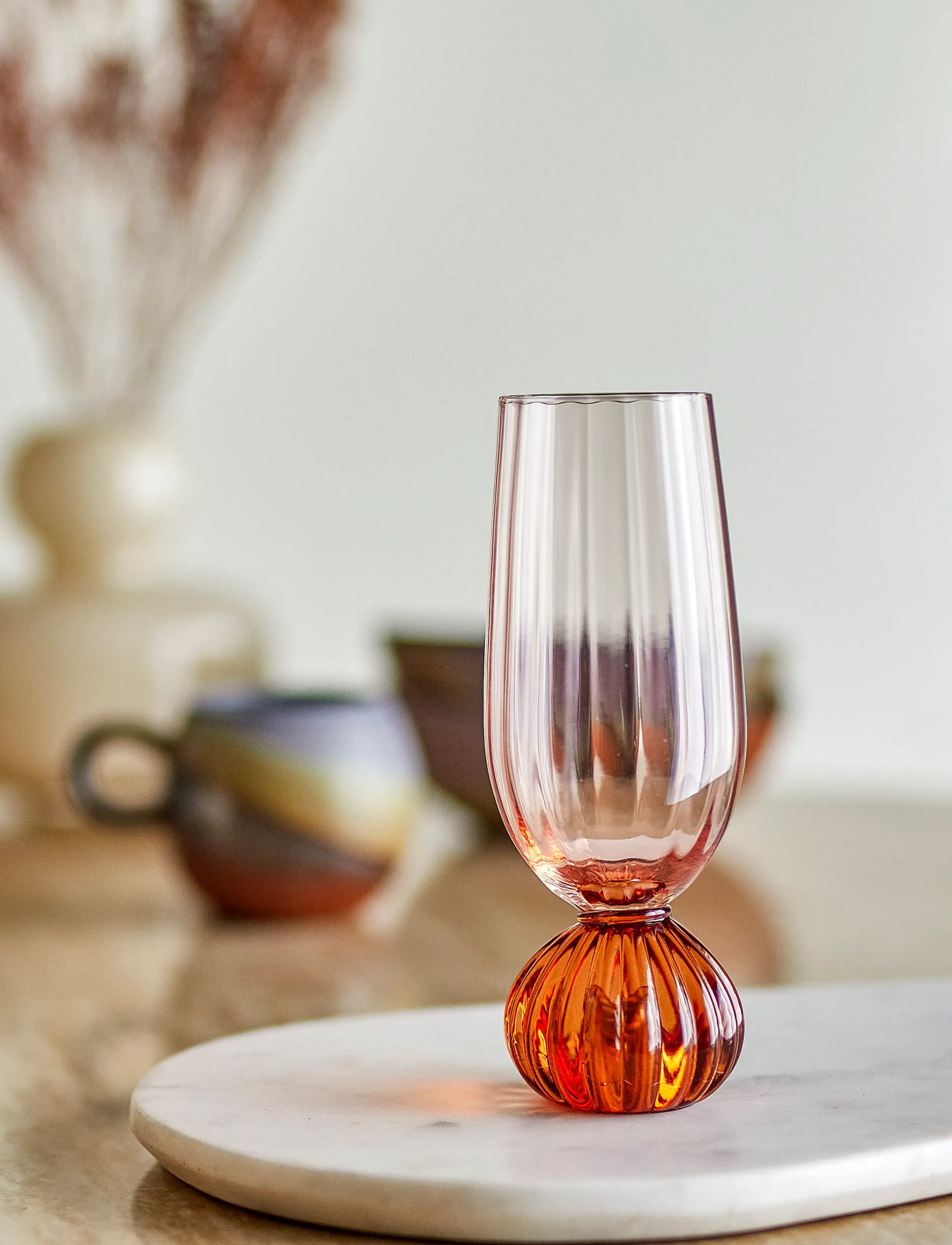 Bloomingville Taurin Champagne Glass, 250 ml, Pink, Glas > Champagneglas, Unisex