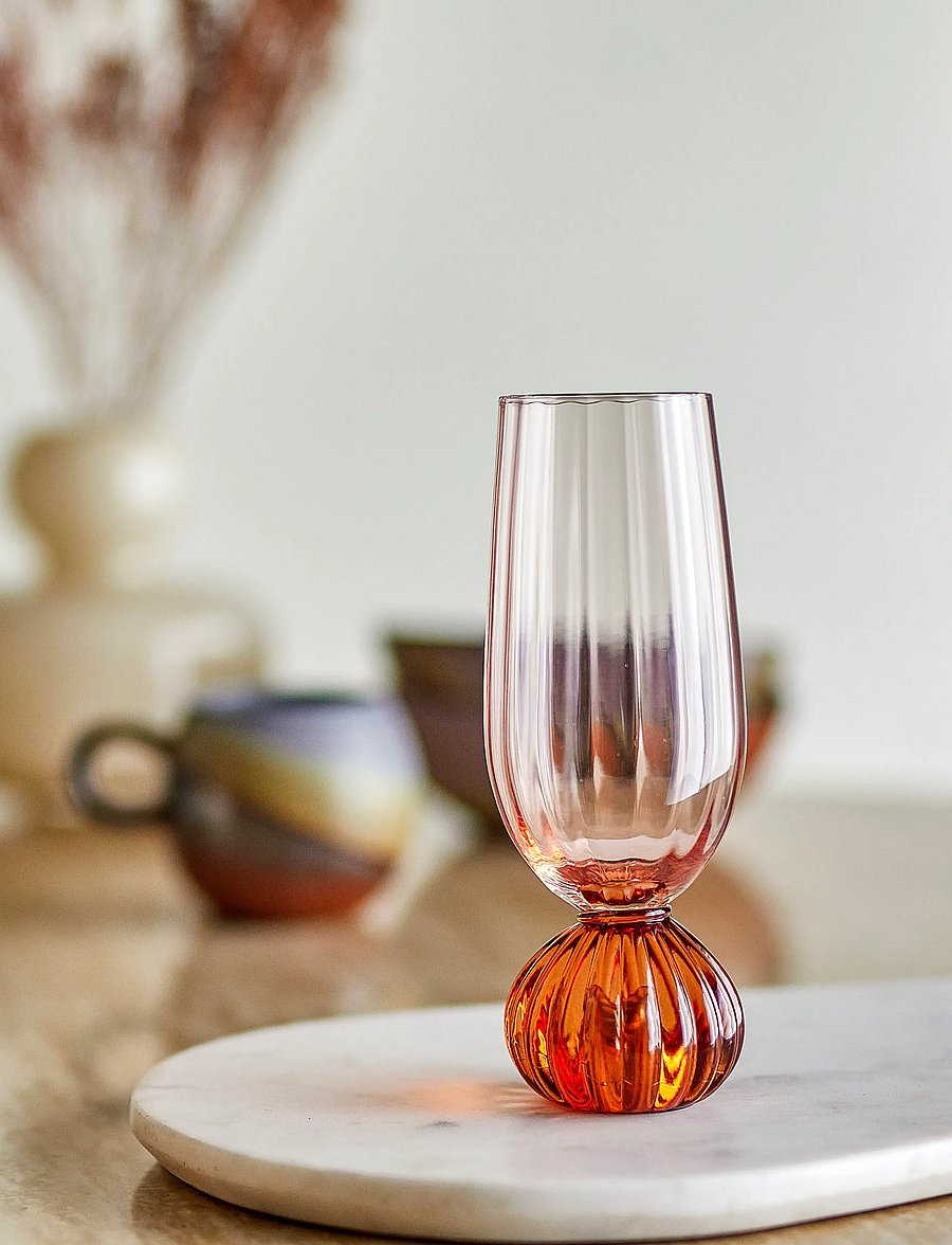 Bloomingville - Taurin Champagne Glass - Šampanjaklaasid - pink - 0