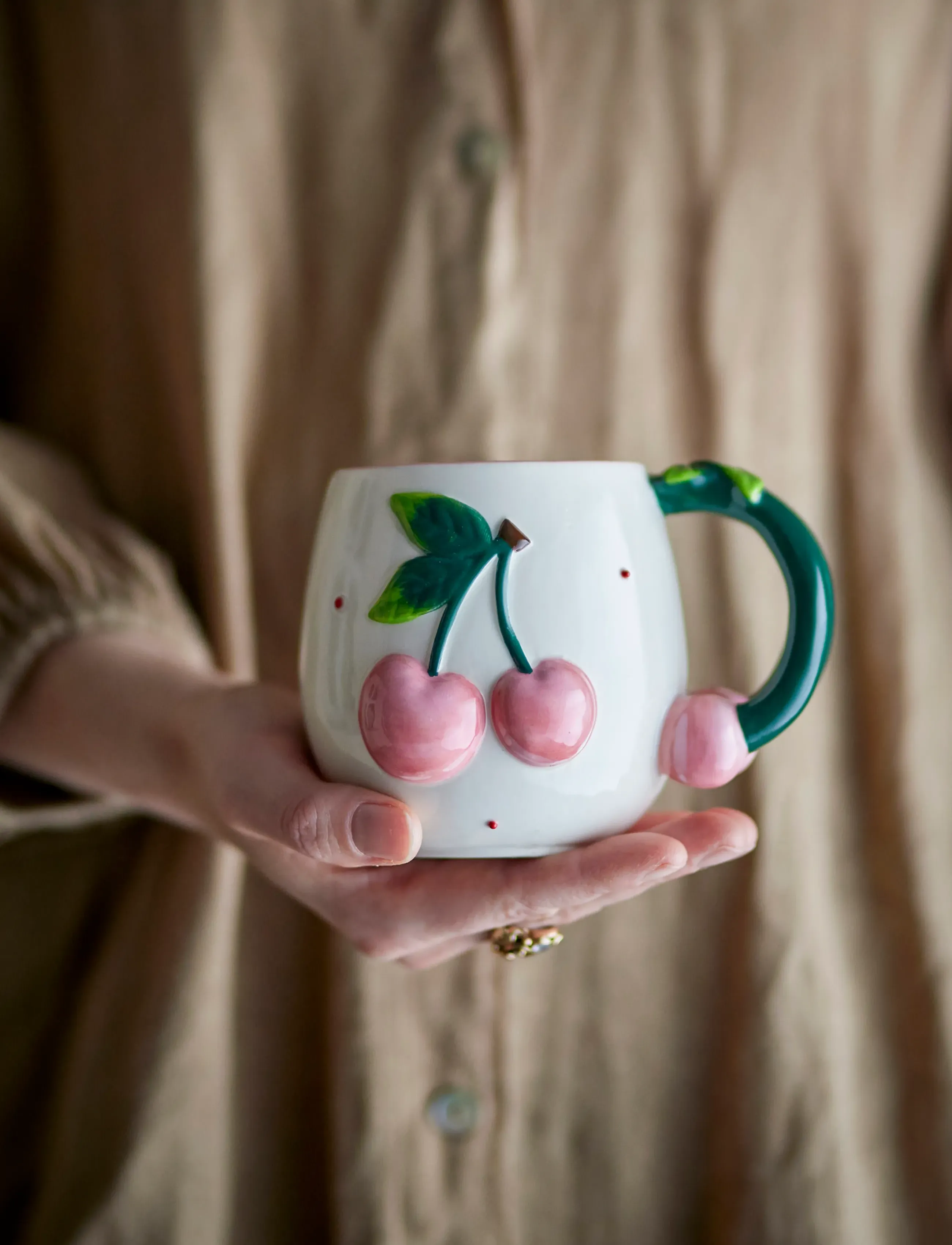 Bloomingville Berrie Mug, 420 ml, Cups & Mugs, Creme - Tea Cups, Homeware