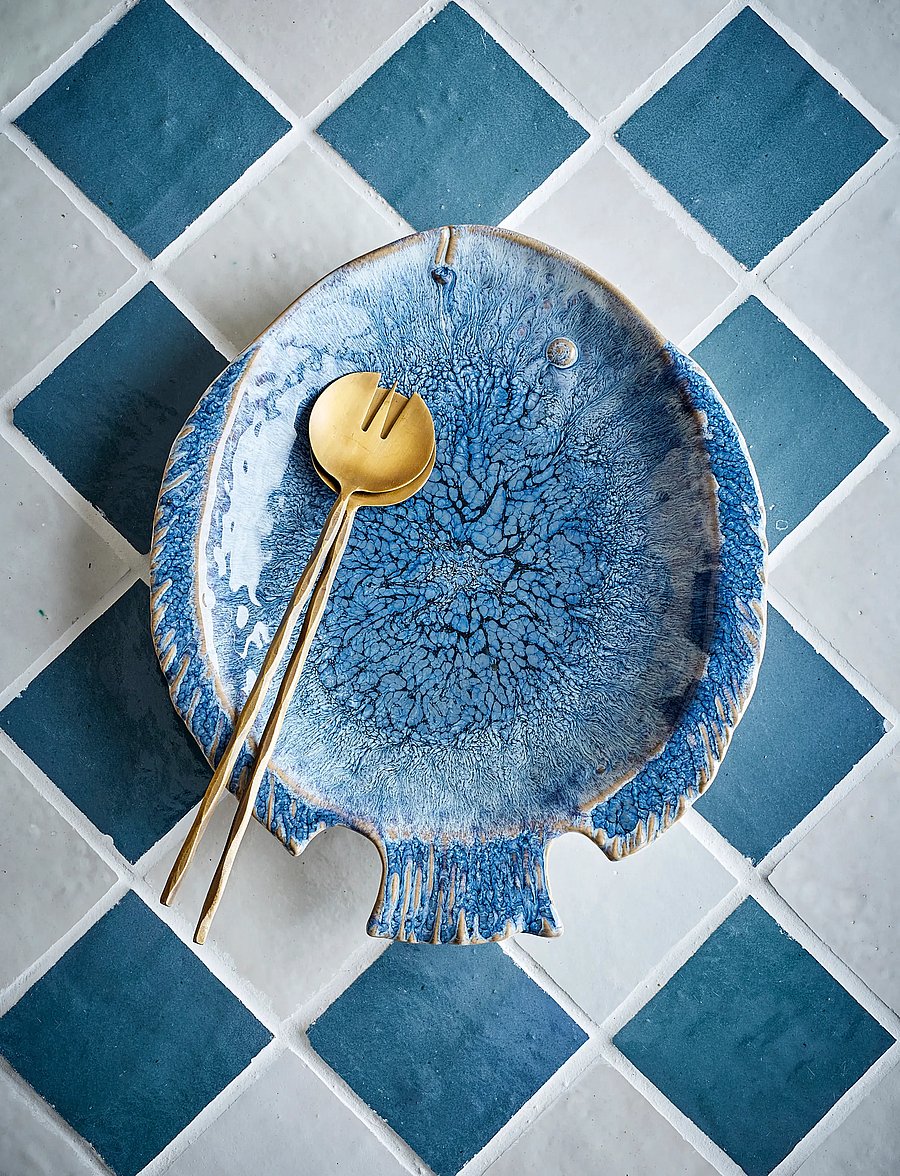 Bloomingville - Fae Serving Plate - vaagnad ja roogade serveerimisalused - blue - 0