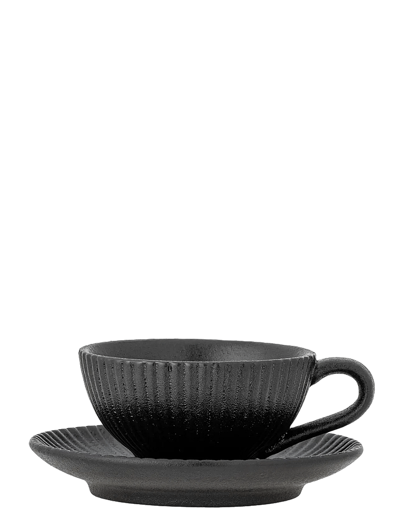Bloomingville - Neri Cappuccino Cup w/Saucer - kaffetassen - black - 1