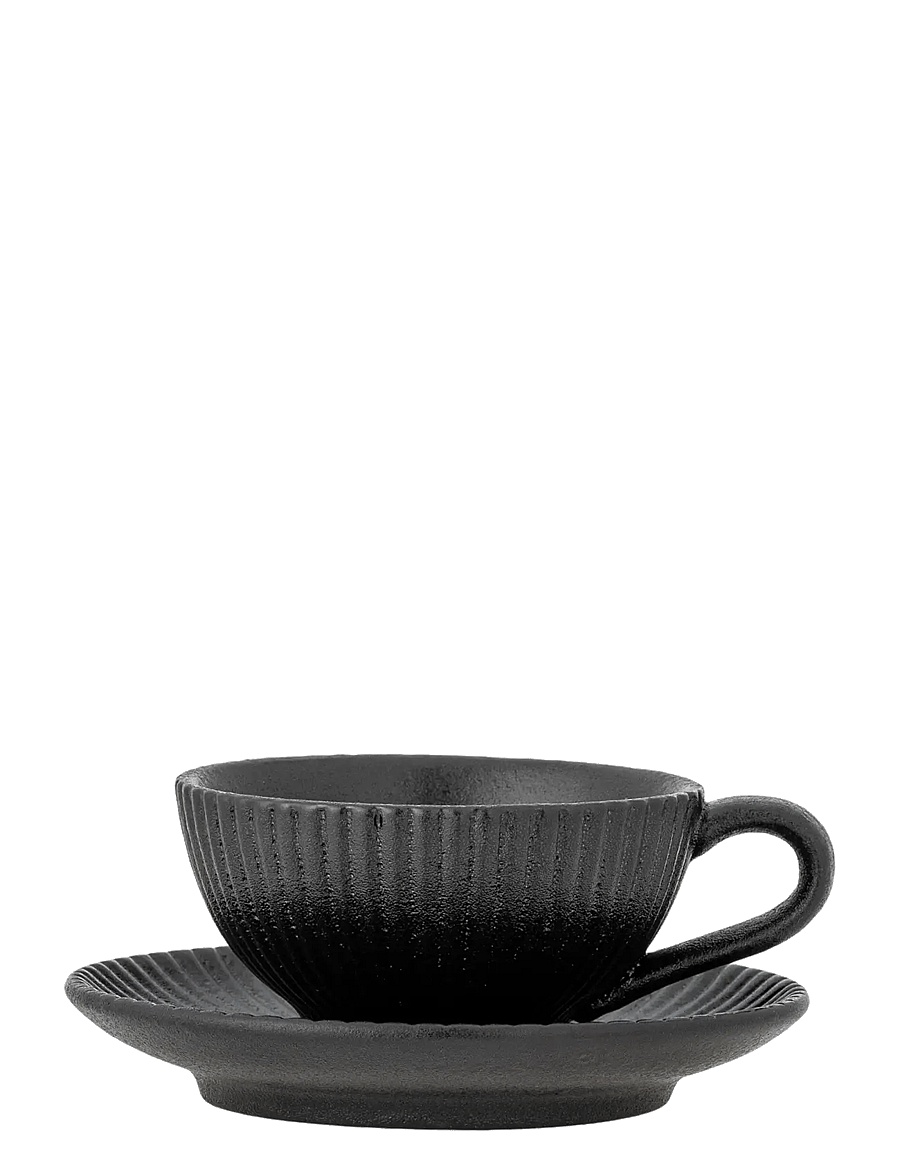 Bloomingville - Neri Cappuccino Cup w/Saucer - kohvitassid - black - 1