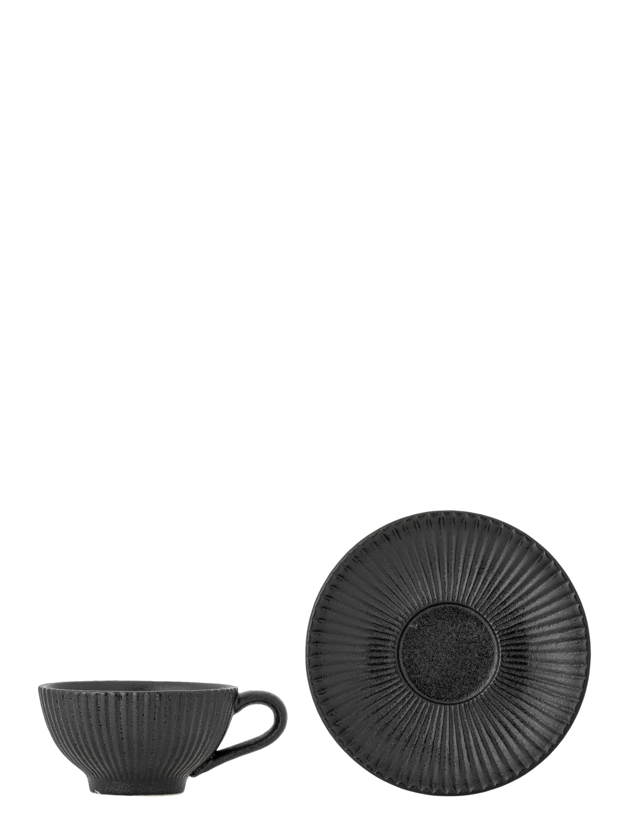 Bloomingville - Neri Cappuccino Cup w/Saucer - kaffekopper - black - 2