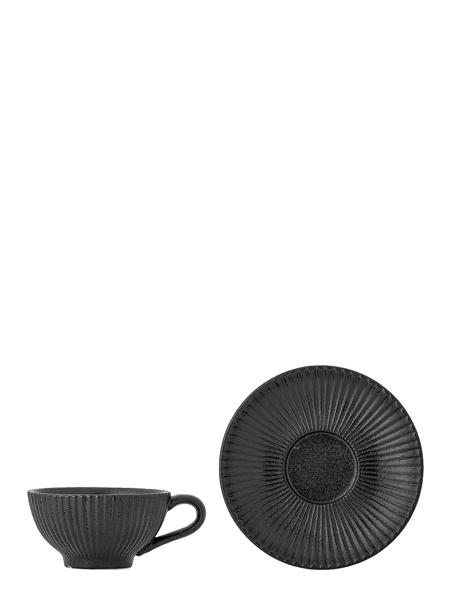 Bloomingville - Neri Cappuccino Cup w/Saucer - kohvitassid - black - 2