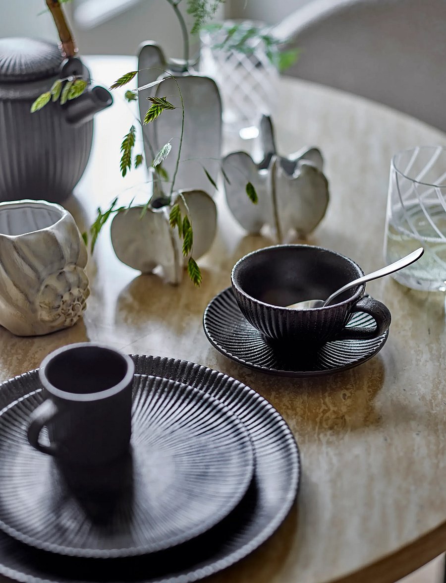 Bloomingville - Neri Cappuccino Cup w/Saucer - kohvitassid - black - 4
