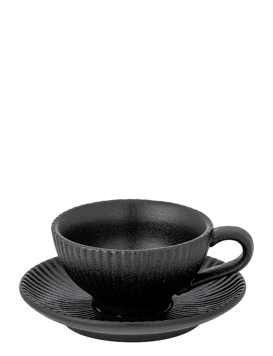 Bloomingville - Neri Cappuccino Cup w/Saucer - kohvitassid - black - 3