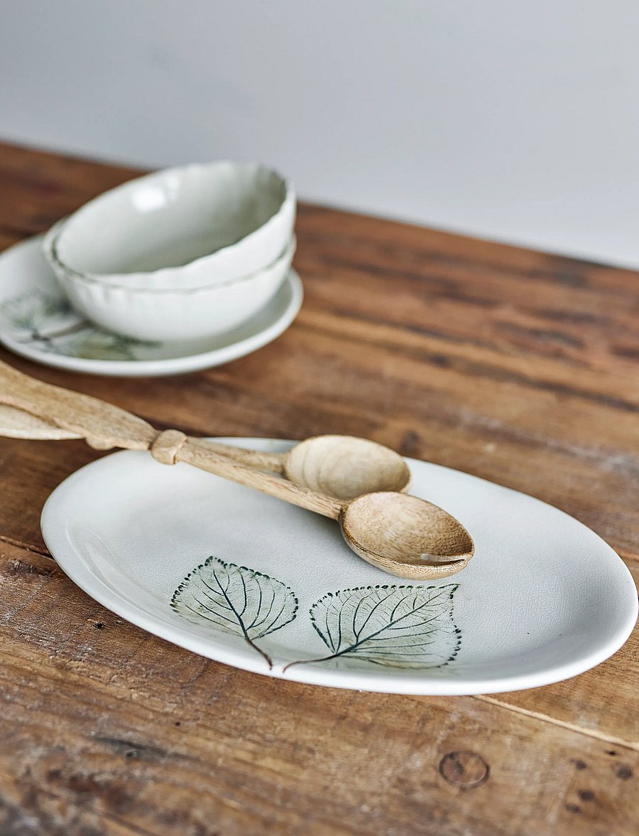 Bloomingville - Aubrin Serving Plate - vaagnad ja roogade serveerimisalused - beige - 0