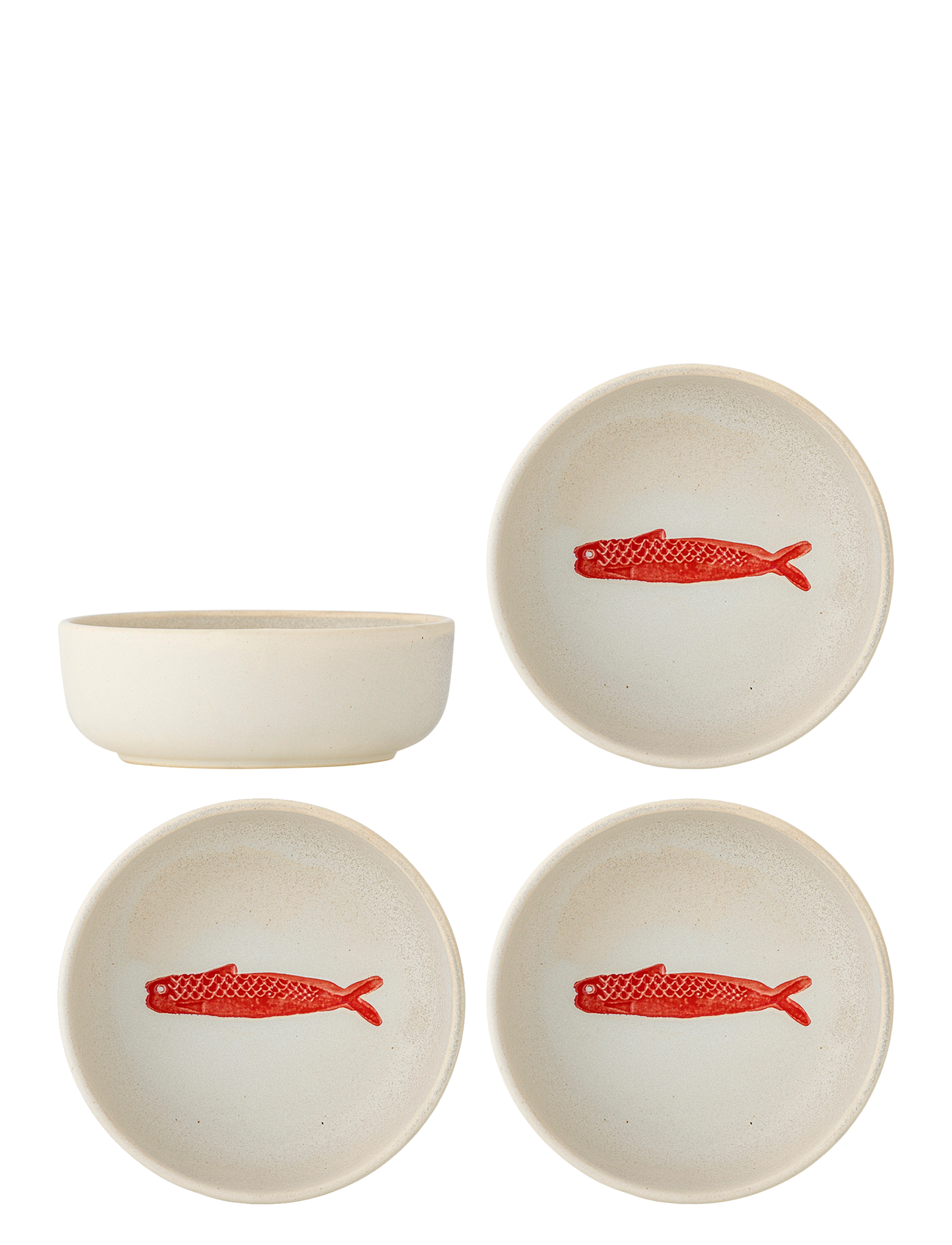 Bloomingville Hadden Bowl - Geschirr - RED / cream