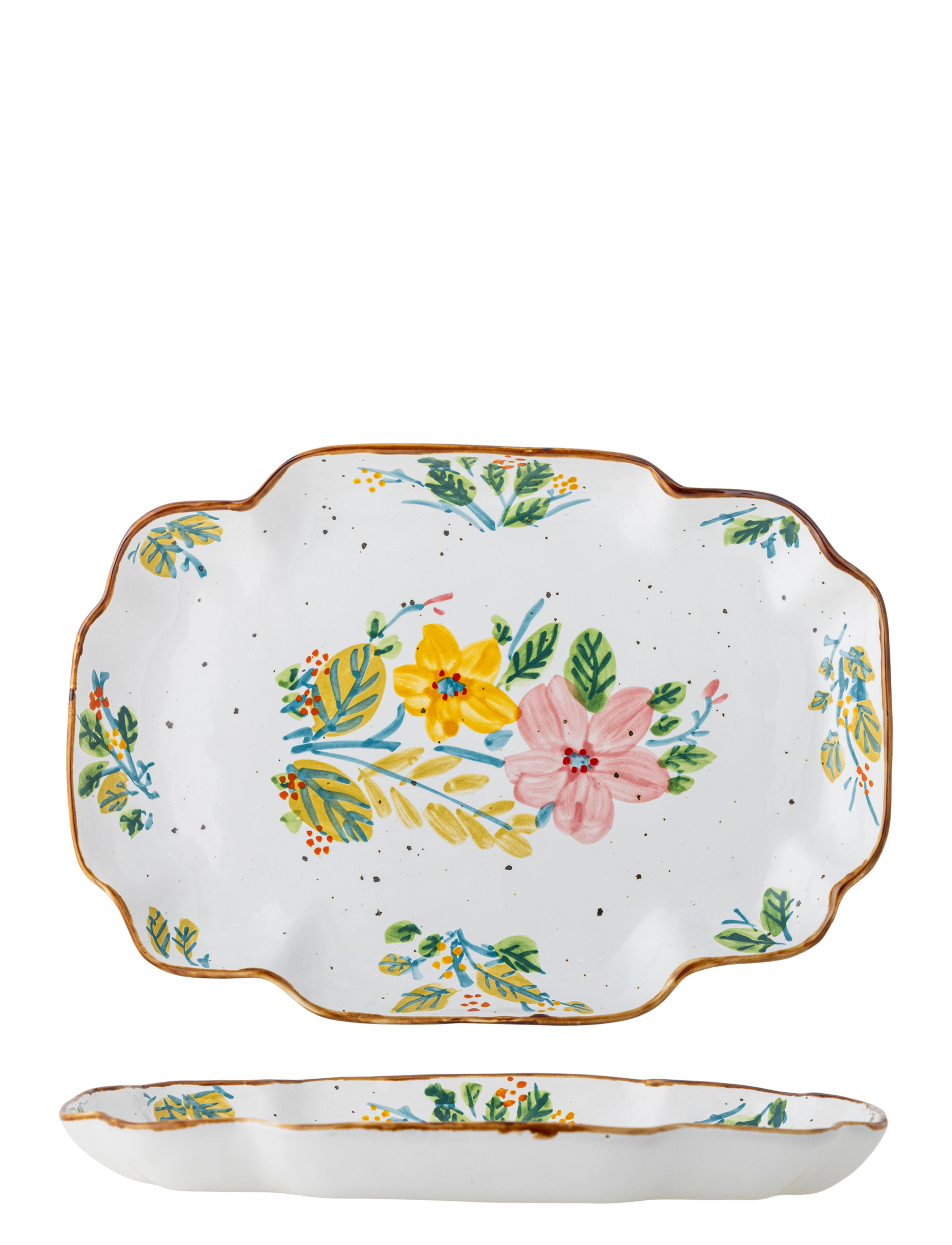 Bloomingville Savina Serving Plate - Geschirr - MULTI-COLOURED / white