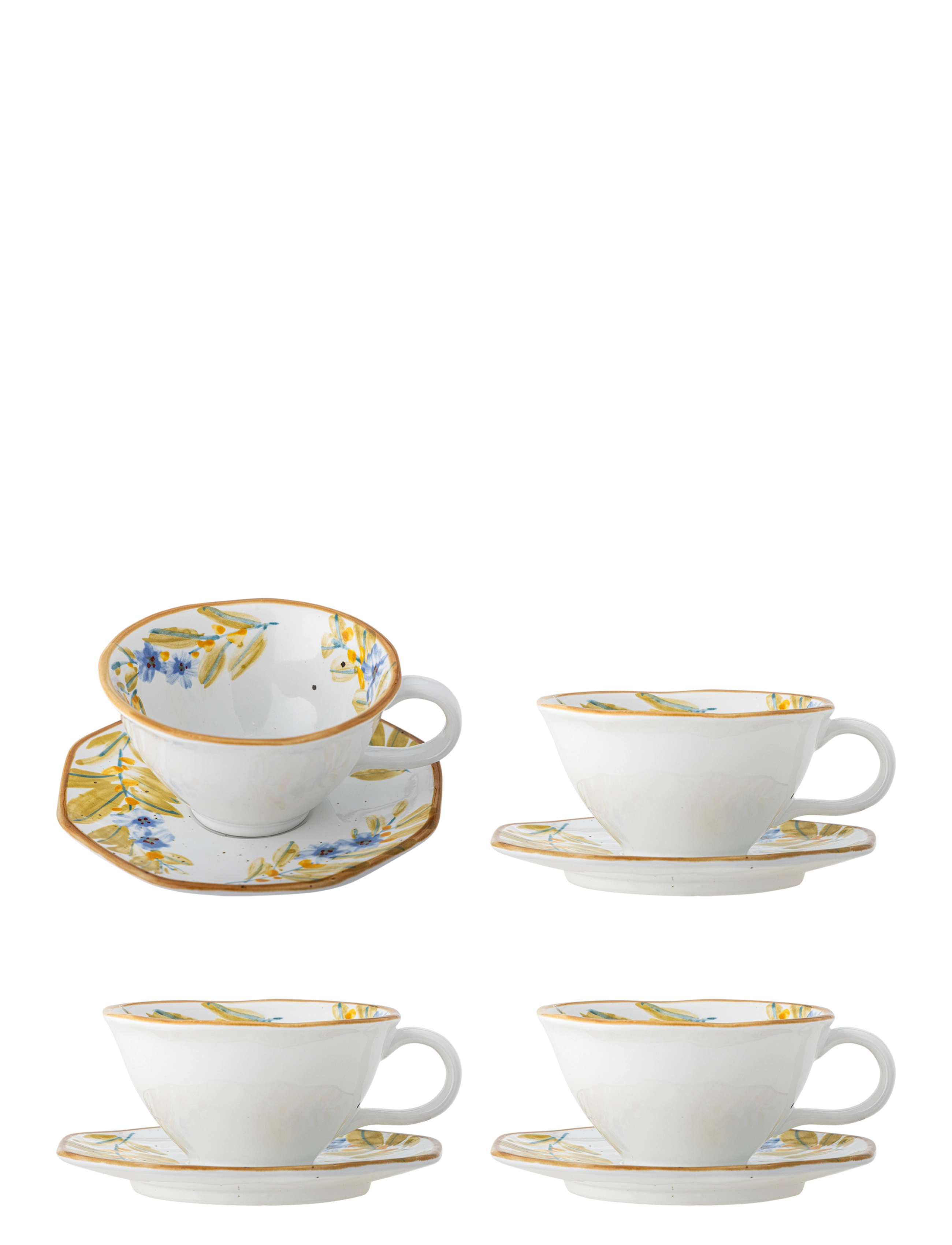 Bloomingville Savina Cup w/Saucer - Visa allt - MULTI-COLOURED / white