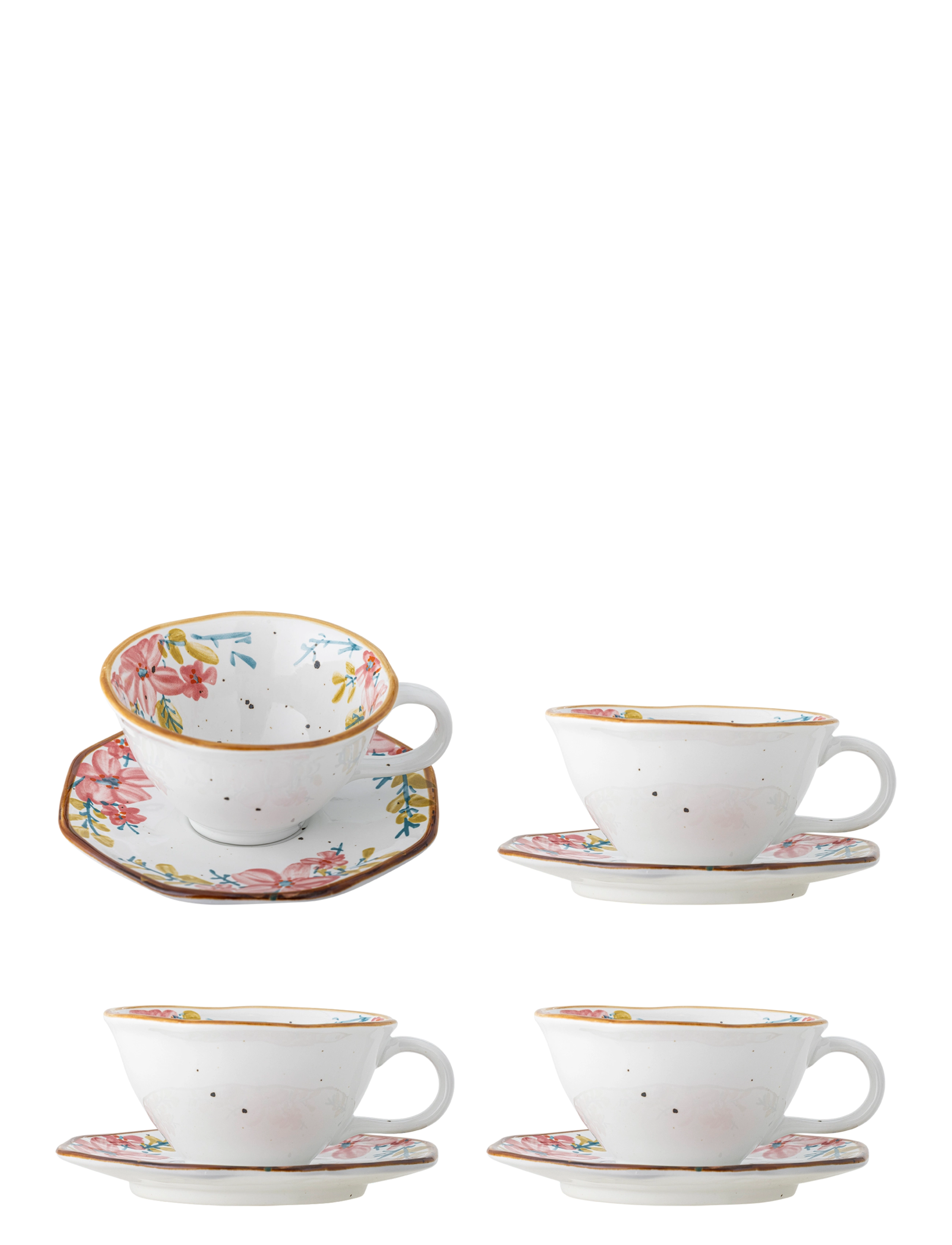 Bloomingville Savina Cup w/Saucer - Visa allt - MULTI-COLOURED / white