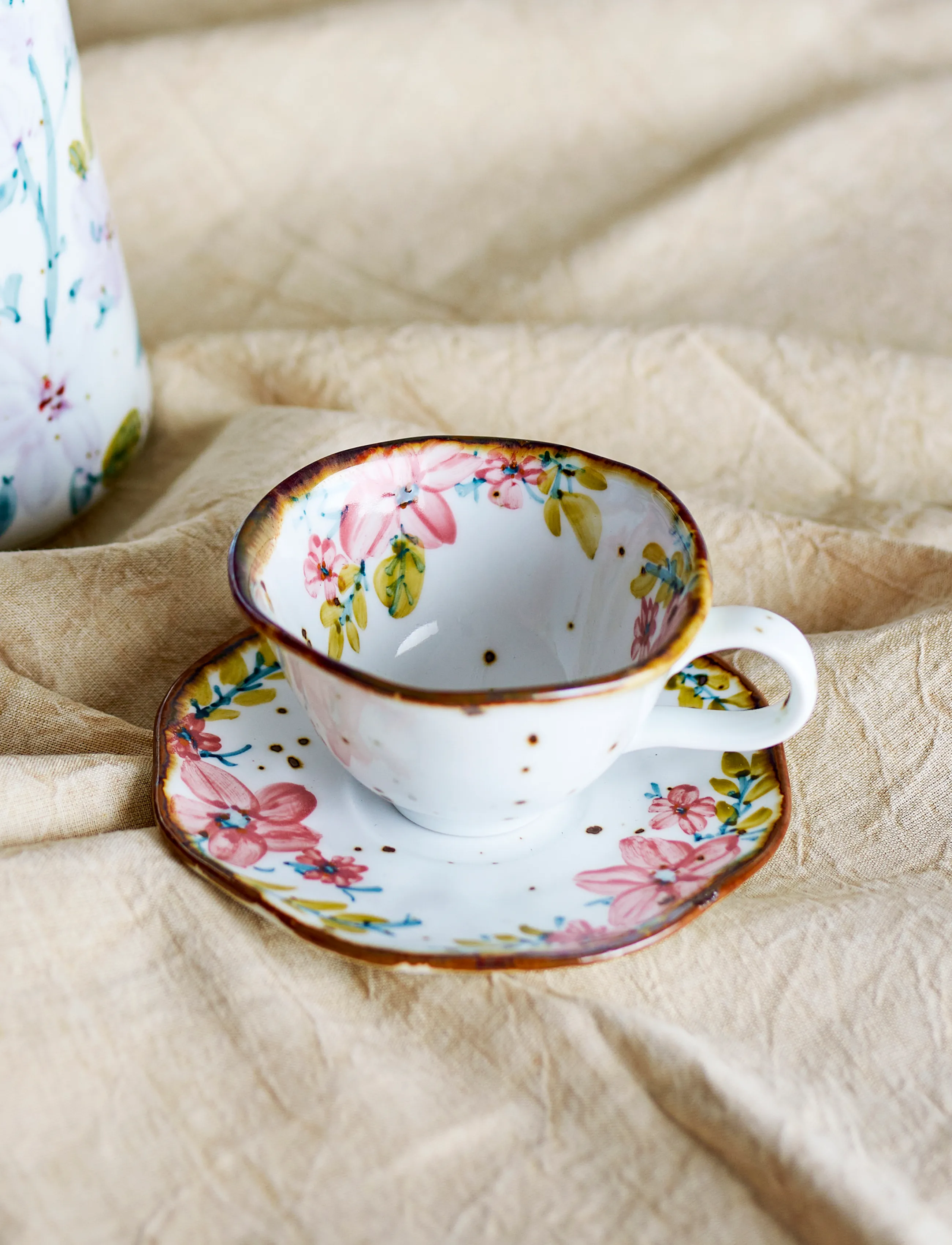 Bloomingville - Savina Cup w/Saucer - tekoppar - multi-coloured - pink - 2