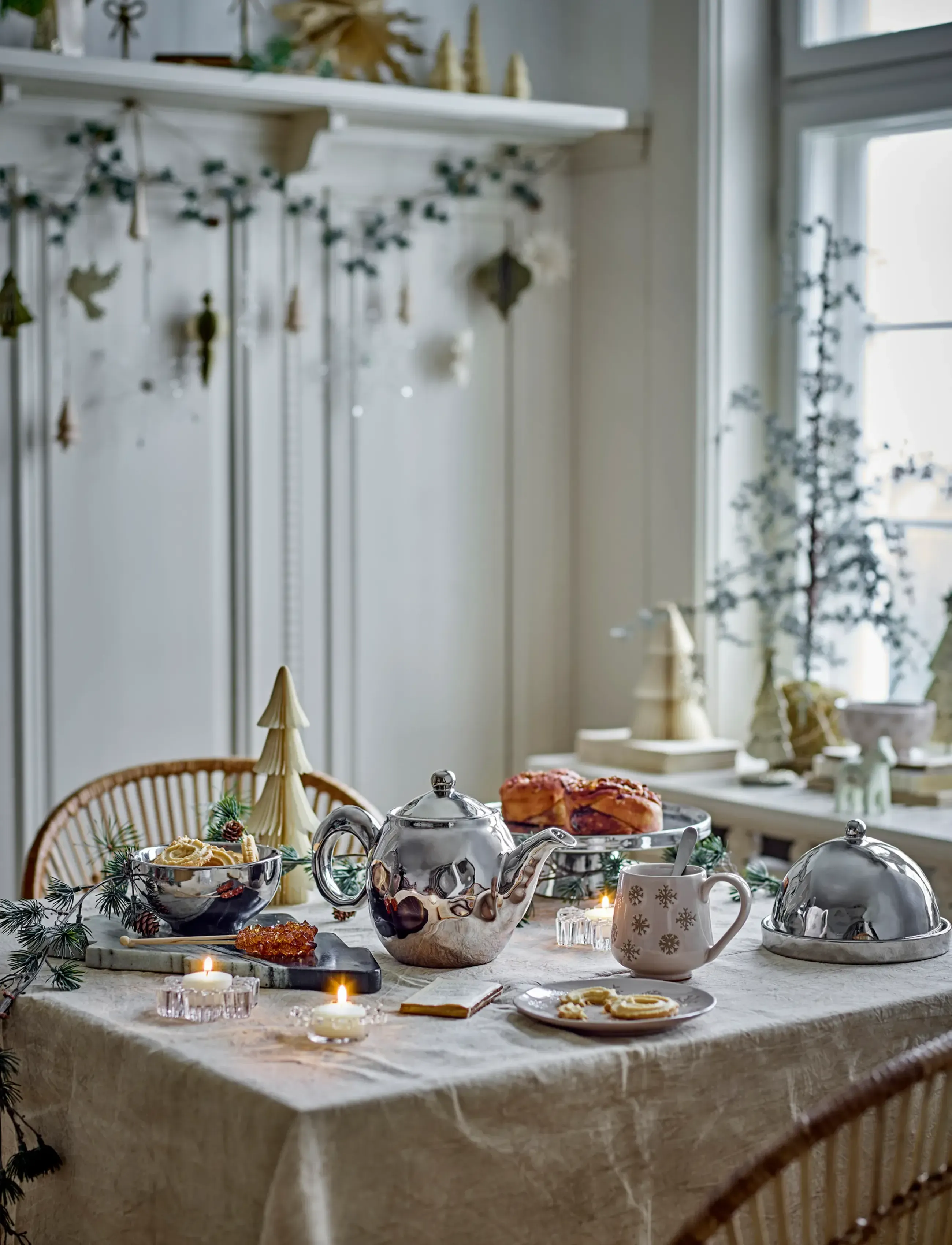 Bloomingville - Shine Cake Tray - christmas tableware - silver - 0