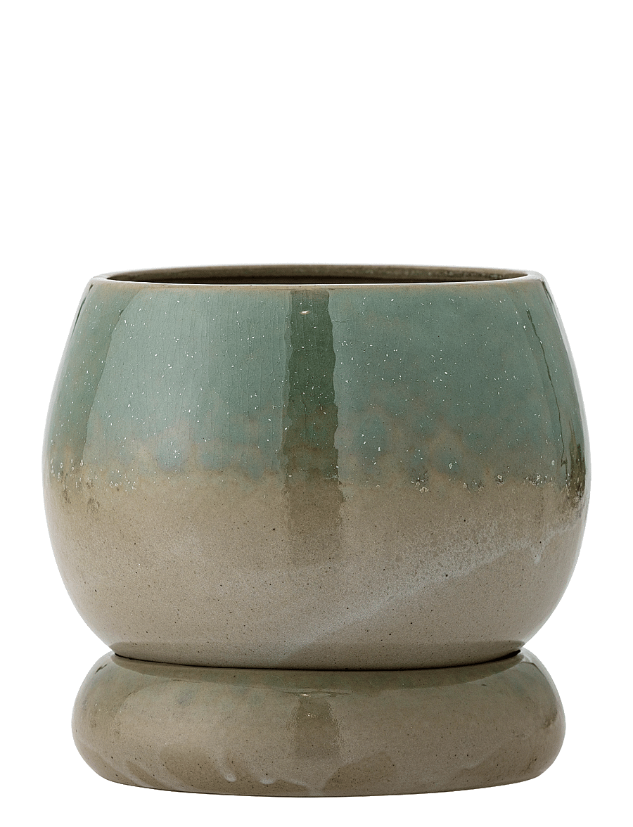 Bloomingville - Imke Flowerpot w/Saucer - lillepotid - green - 1