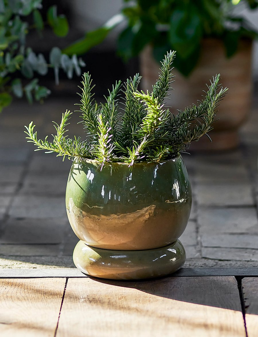 Bloomingville - Imke Flowerpot w/Saucer - lillepotid - green - 0