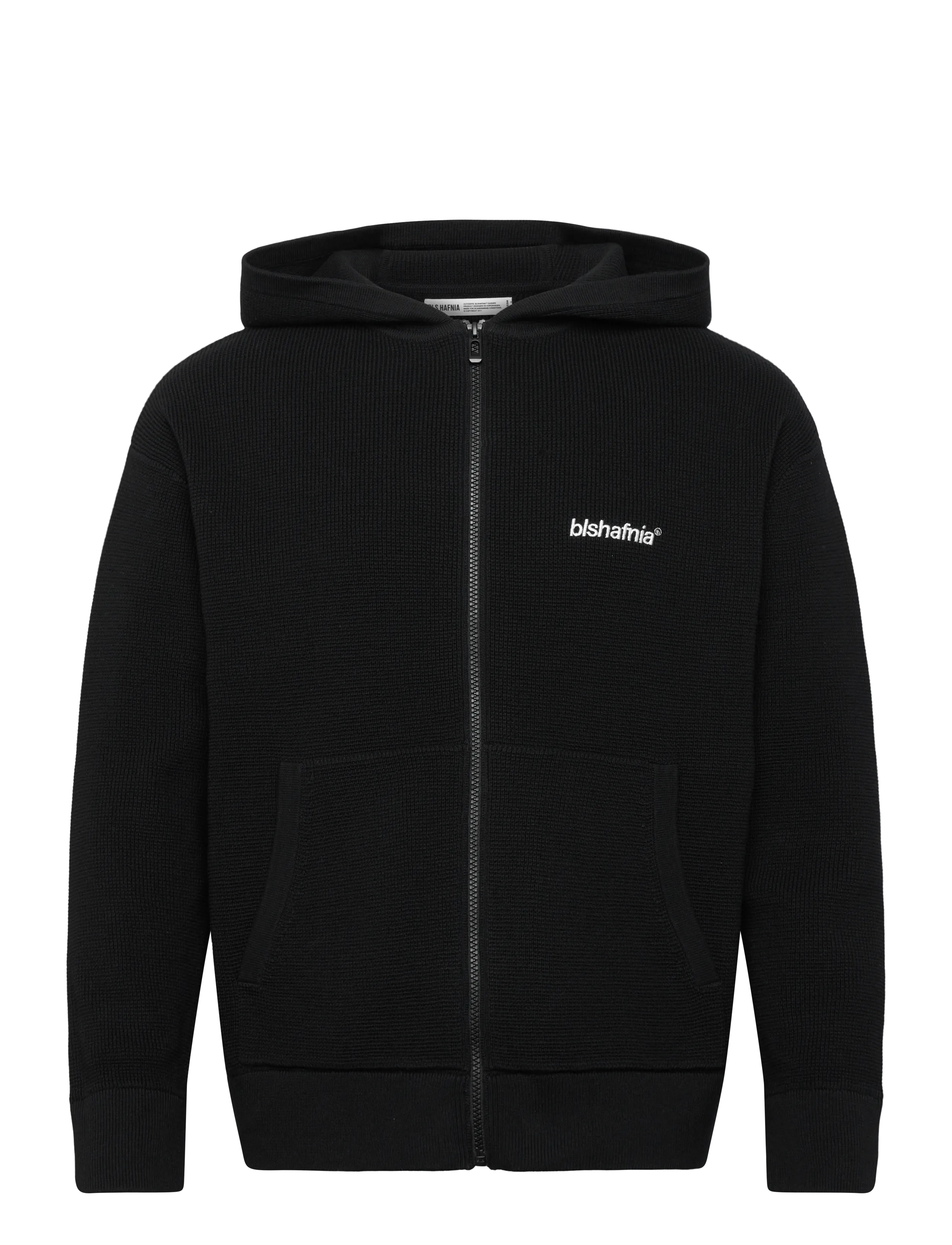 BLS Hafnia Frank Zip Knit Hoodie - Skandinavisk - BLACK / black