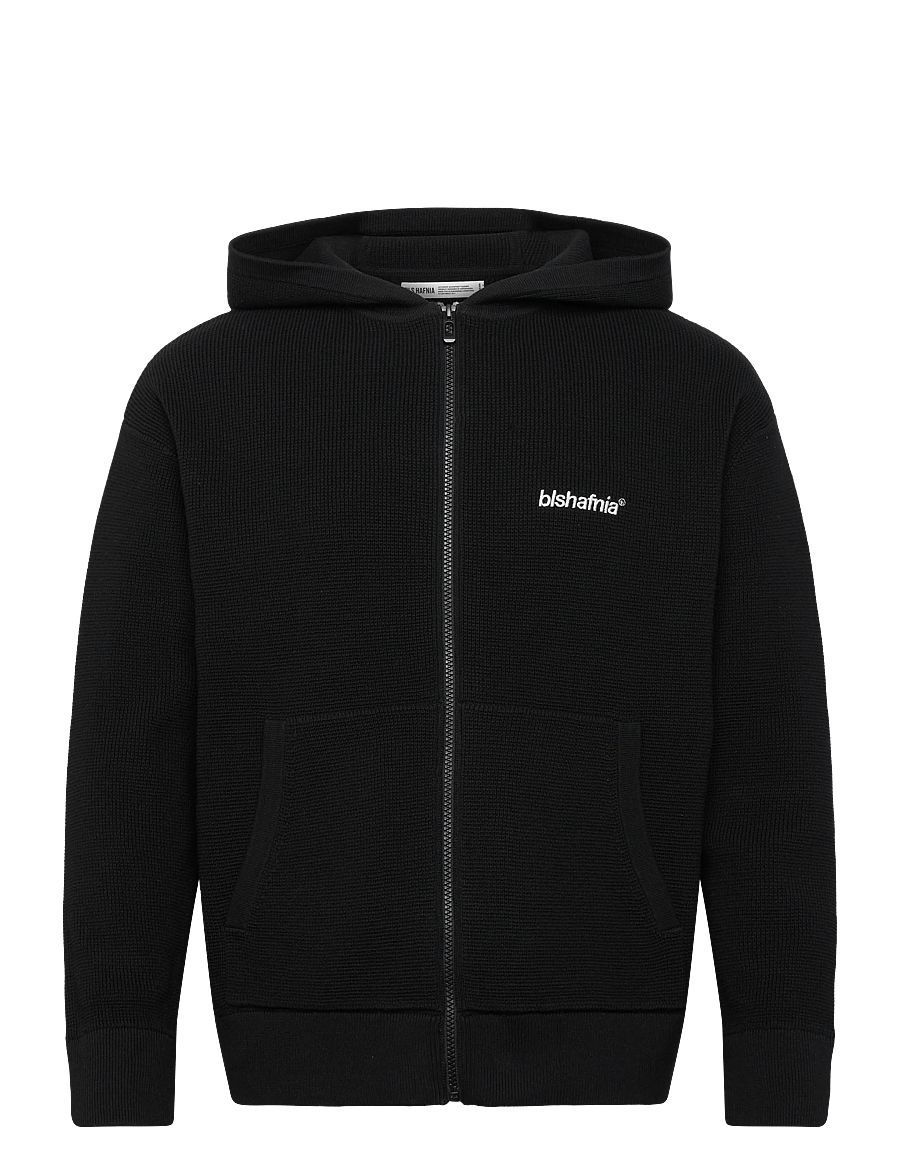 BLS Hafnia - Frank Zip Knit Hoodie - kapuutsiga pusad - black - 1