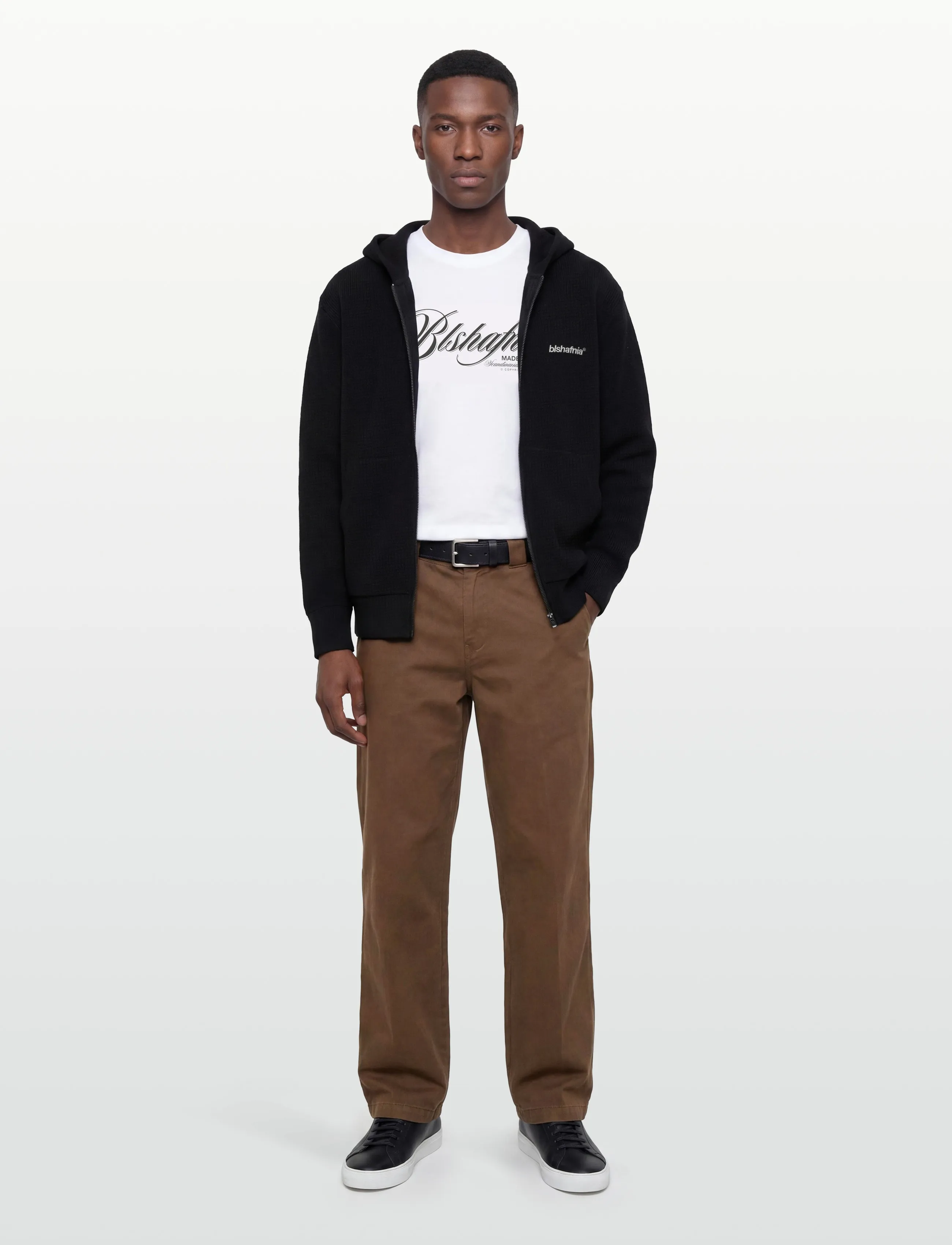 BLS Hafnia Frank Zip Knit Hoodie, M, Sweatshirts & Hoodies, Schwarz - Männerswear