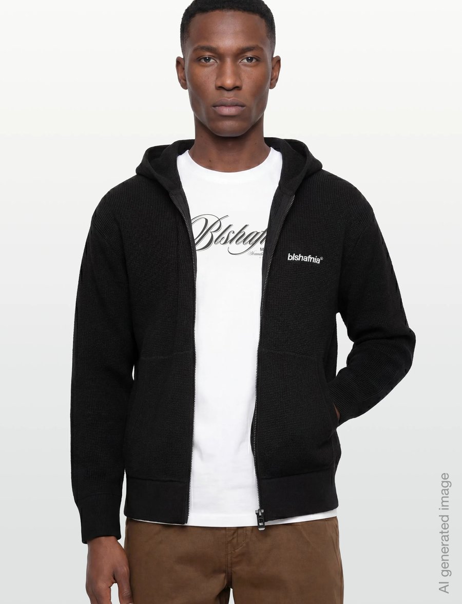 BLS Hafnia - Frank Zip Knit Hoodie - kapuutsiga pusad - black - 3