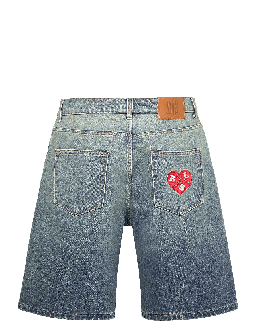 BLS Hafnia - Heart Break Shorts - gallastuttbuxur - washed blue - 1