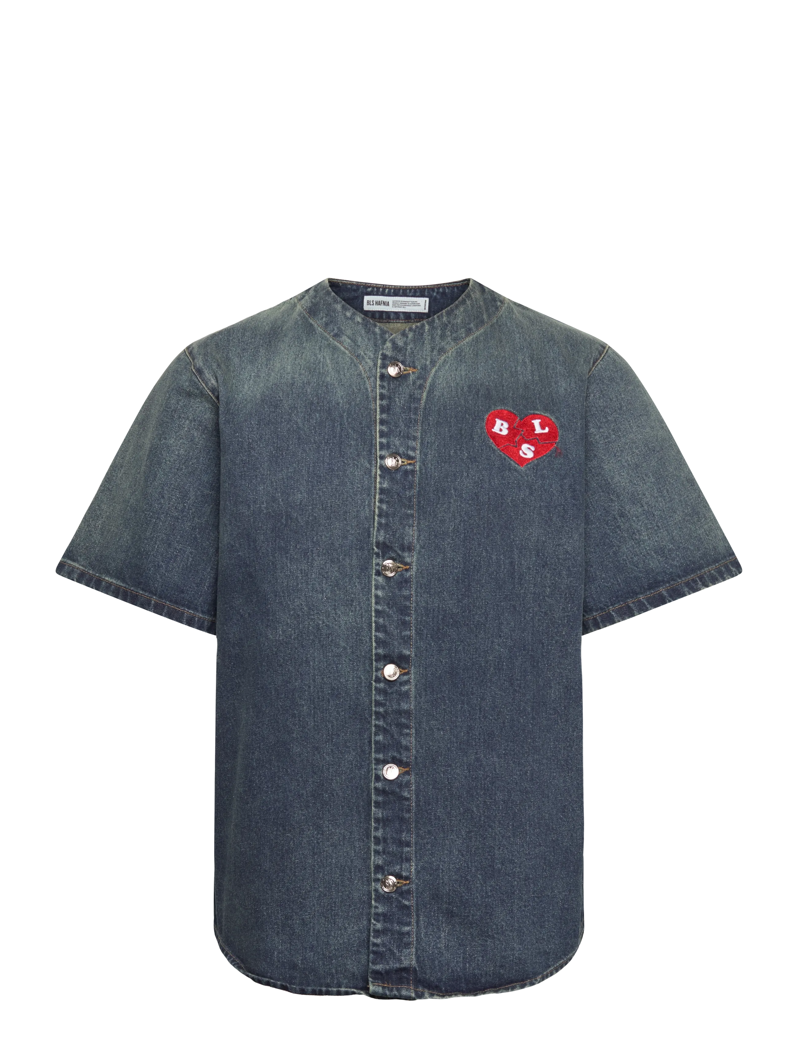 BLS Hafnia Heartbreak Baseball Denim - Denim clothing - WASHED LIGHT BLUE / red