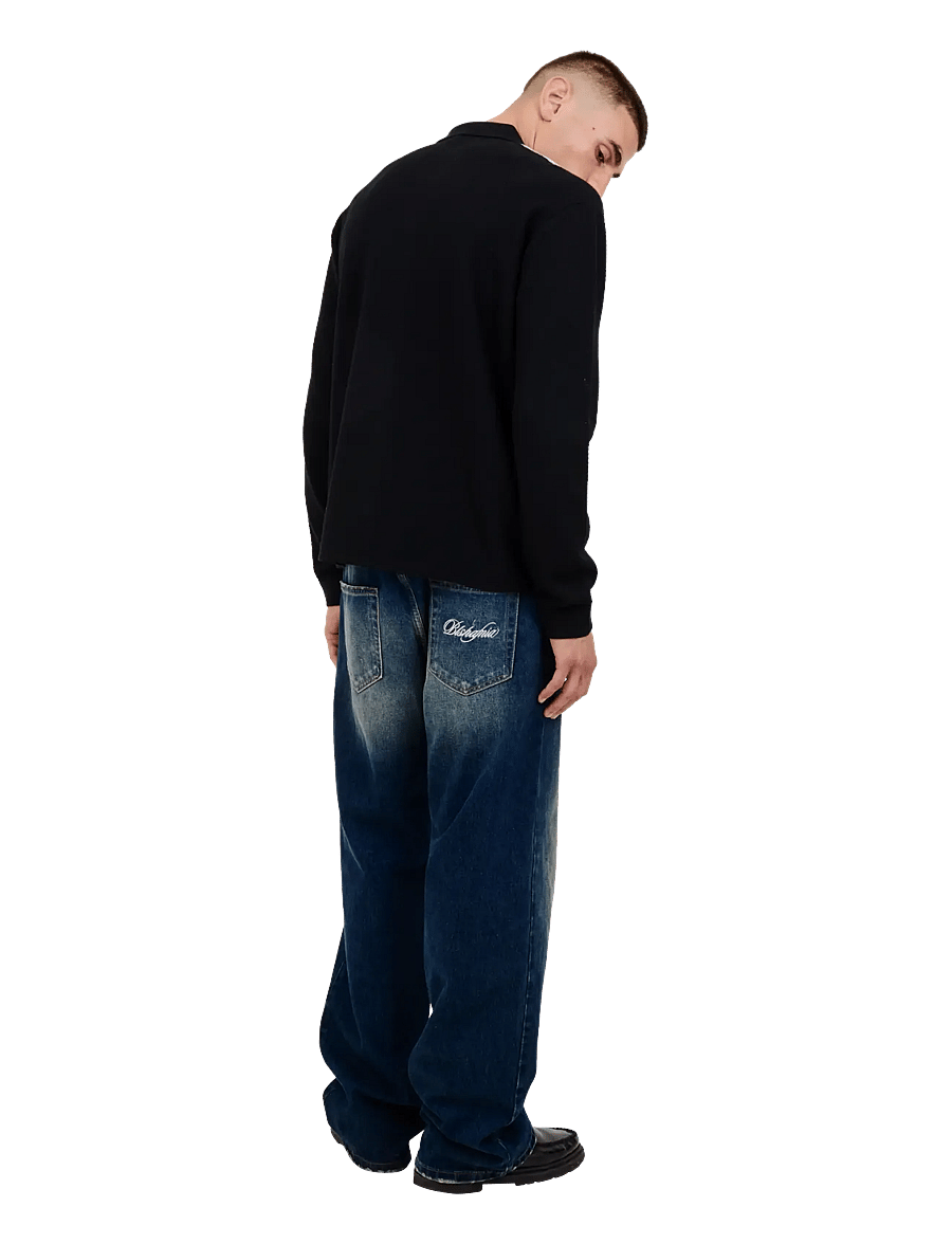 BLS Hafnia - Sicilia LS Polo - long-sleeved knitted polos - black - 4