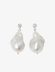 Giant pearl earrings, Blue Billie