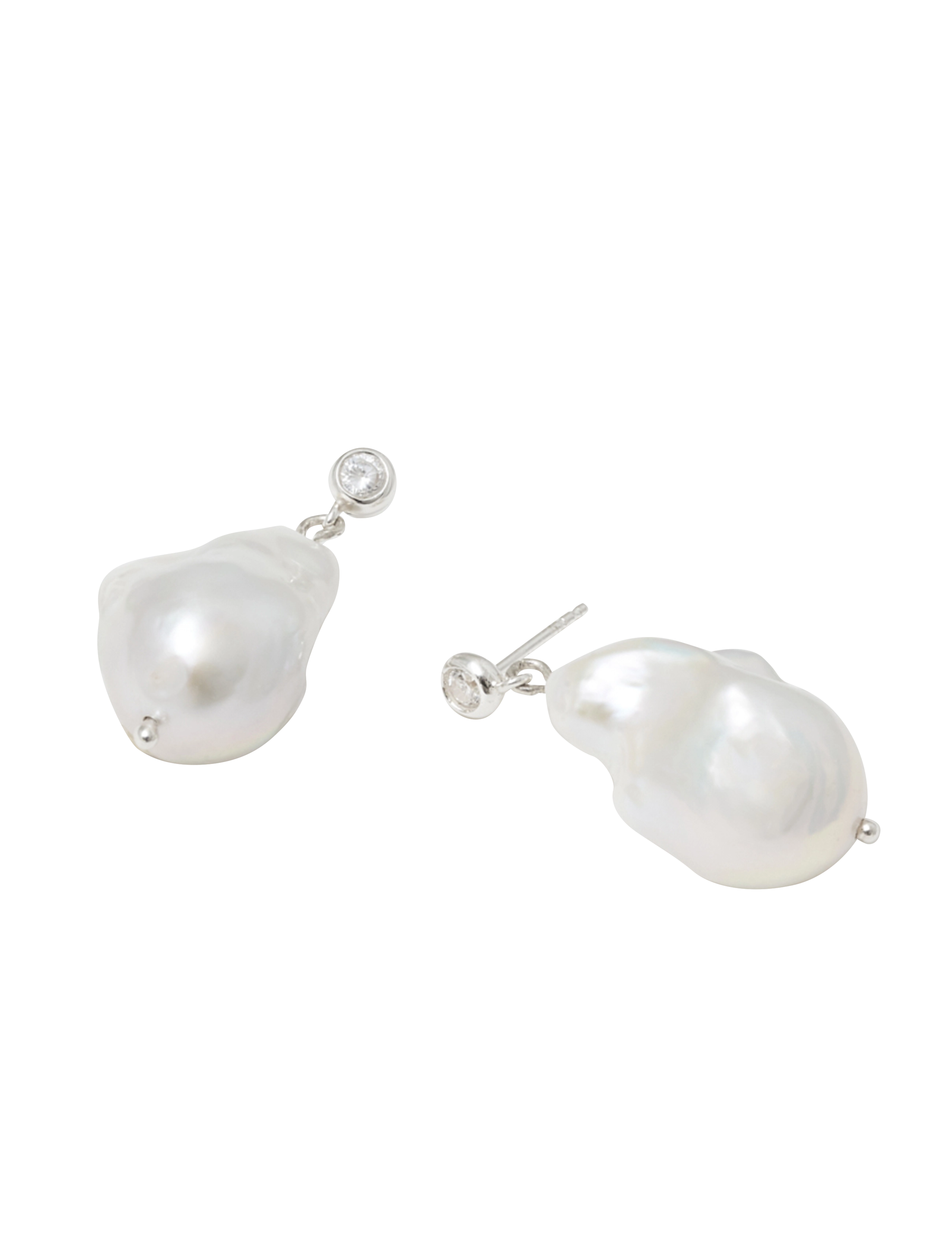 Blue Billie - Giant pearl earrings - silver - 2