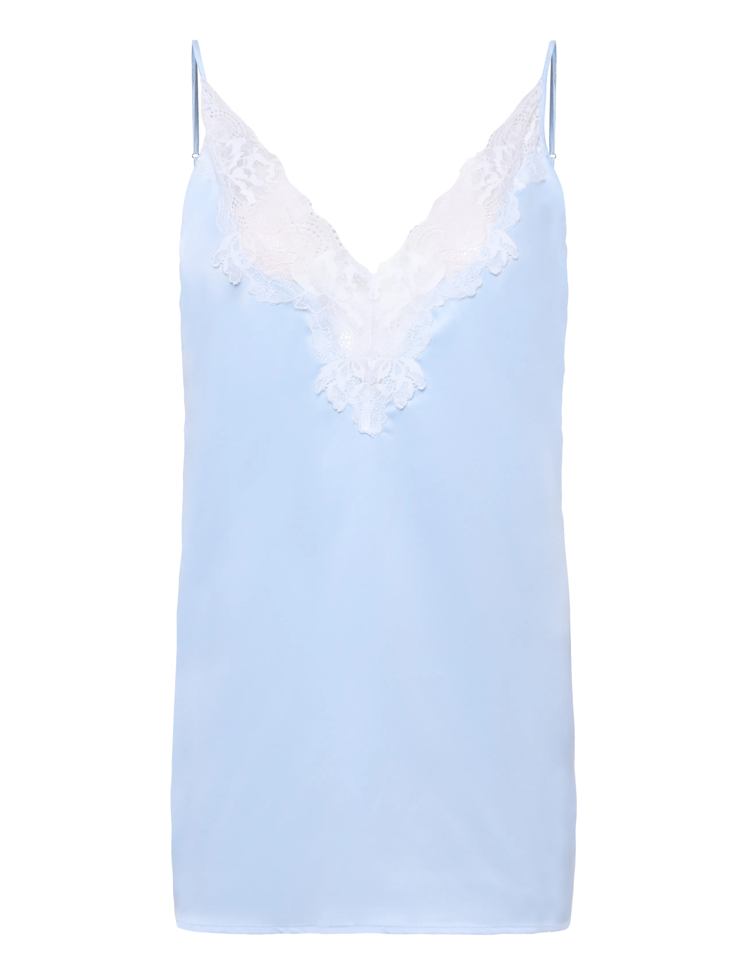 Bluebella Isabella Luxury Satin Short Chemise, Kvinder, Blondekant Kort Nattkjole, Blå, Str: 42