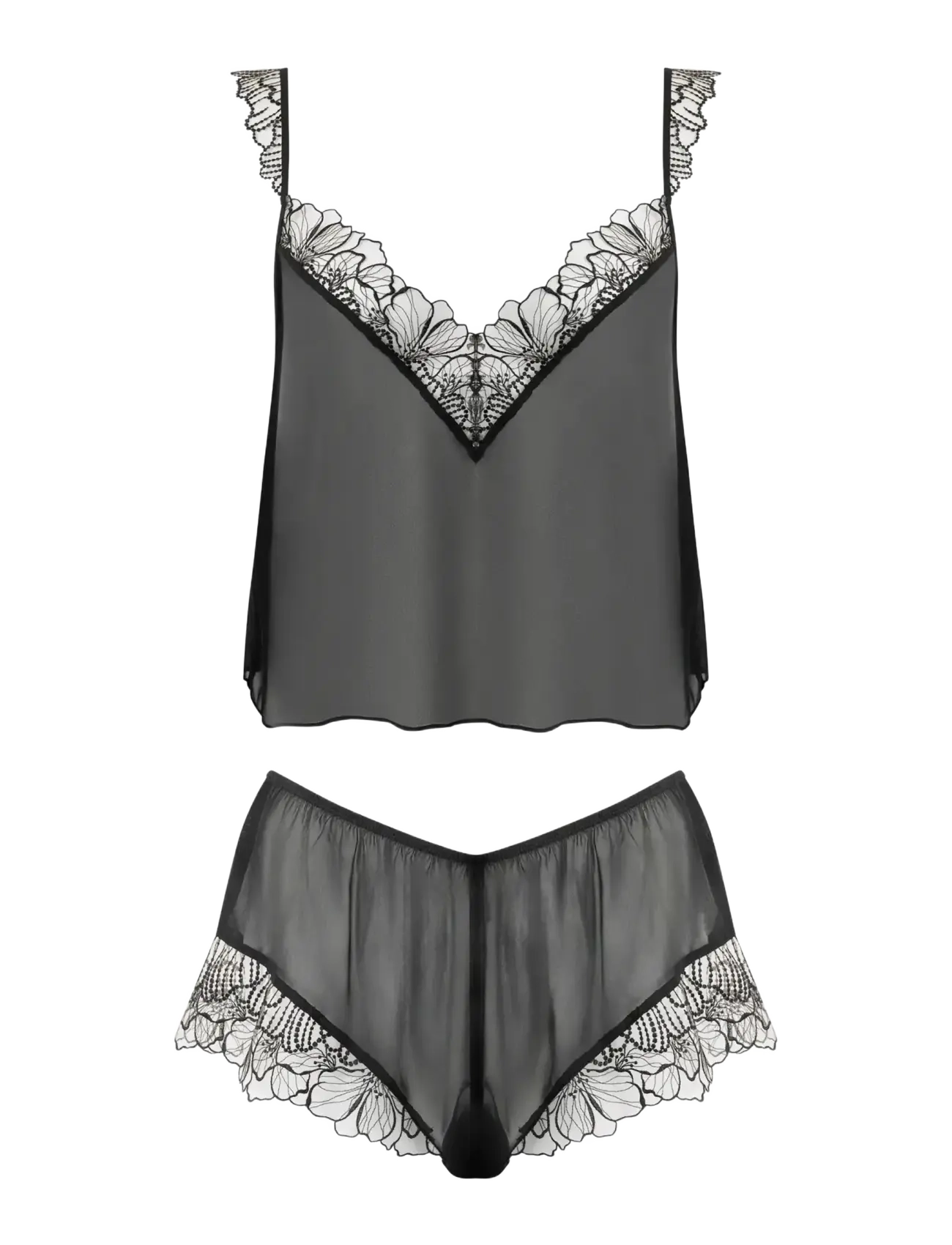 Bluebella Amarosa Cami and Short Set - Underkläder - BLACK/SHEER / black