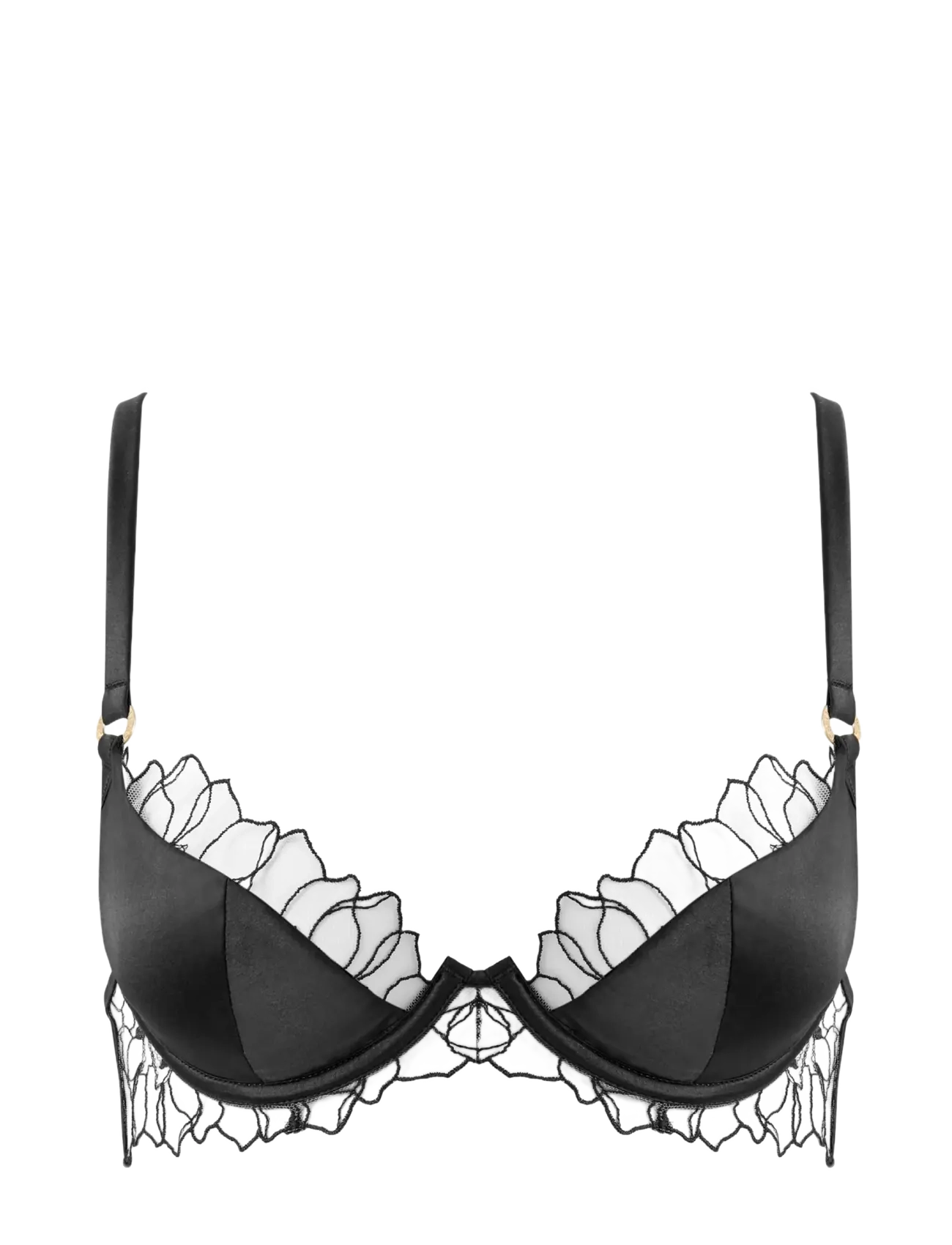 Bluebella Fern Luxury Satin Wired Moulded Bra - Aluspesu - BLACK/SHEER / black