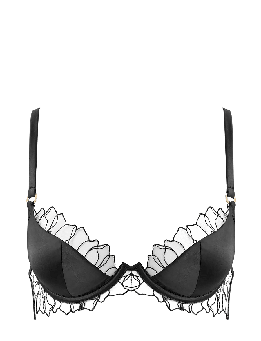 Bluebella - Fern Luxury Satin Wired Moulded Bra - black/sheer - 1