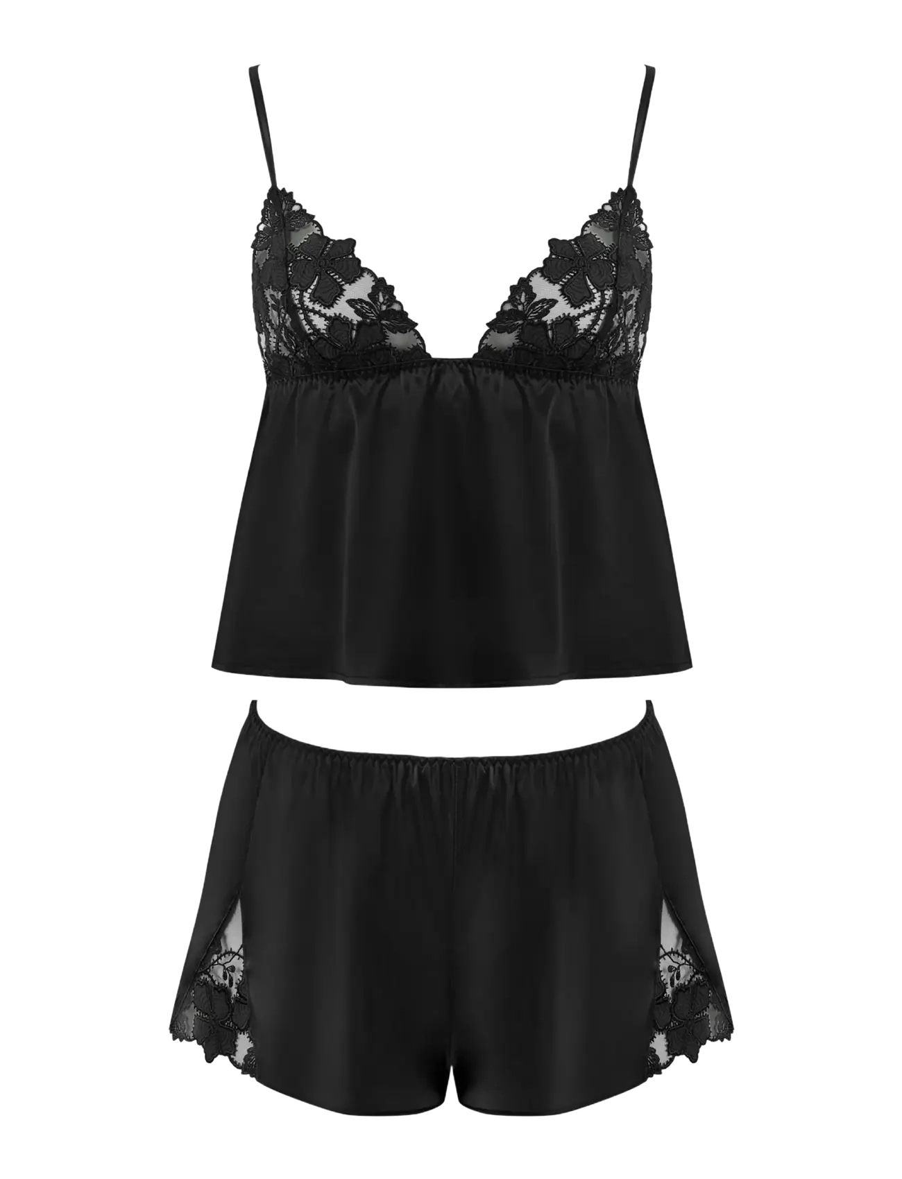 Bluebella Alara Luxury Satin Cami and Short Set - Apakšveļa - BLACK / black