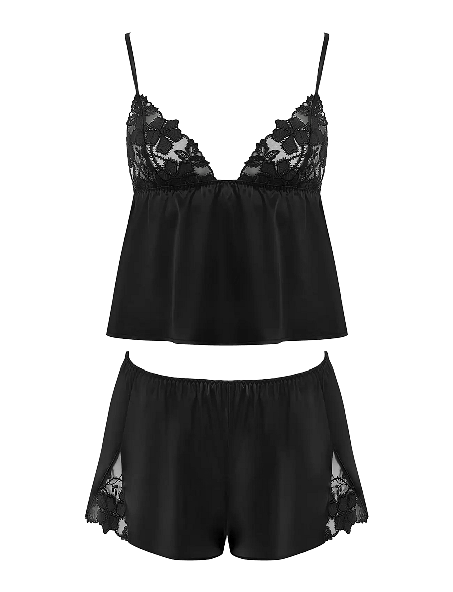 Bluebella - Alara Luxury Satin Cami and Short Set - pyjamas - black - 1