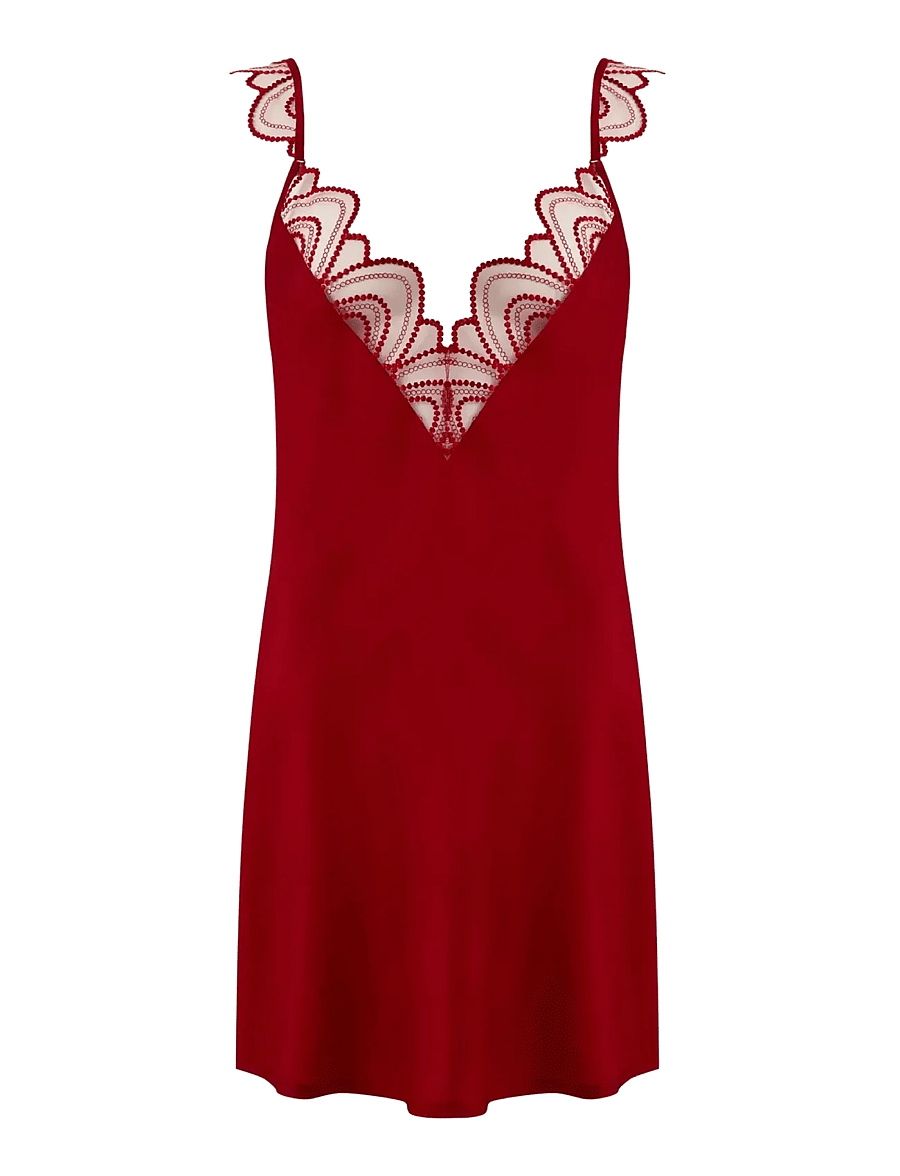 Bluebella - Soraya Luxury Satin Short Chemise - savvy red/red/sheer - 1