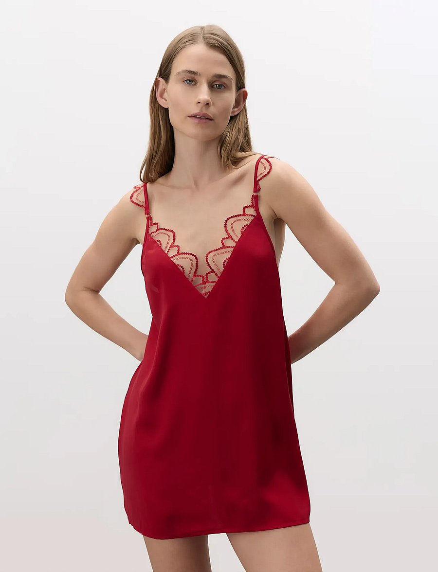 Bluebella - Soraya Luxury Satin Short Chemise - savvy red/red/sheer - 0