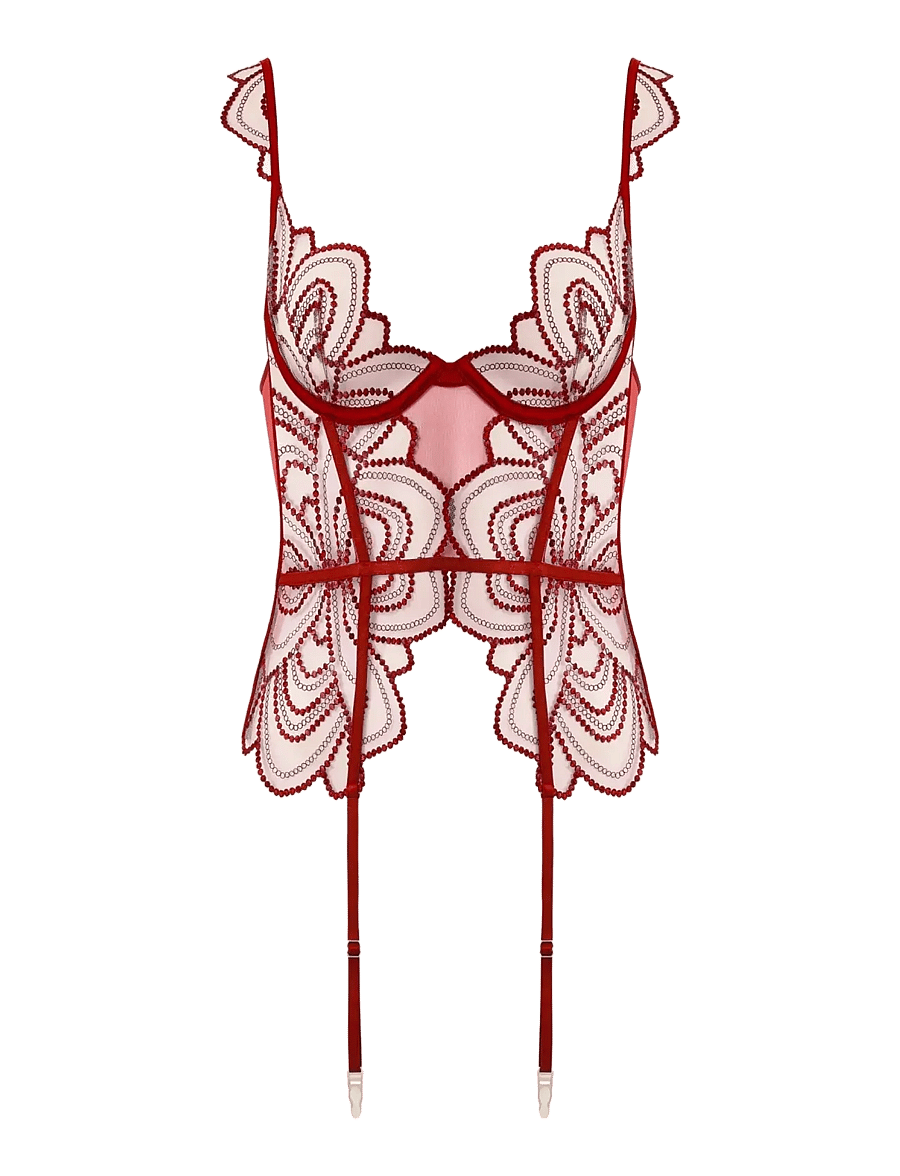 Bluebella - Soraya Wired Basque - særlige begivenheder - savvy red/tomato red/sheer - 1